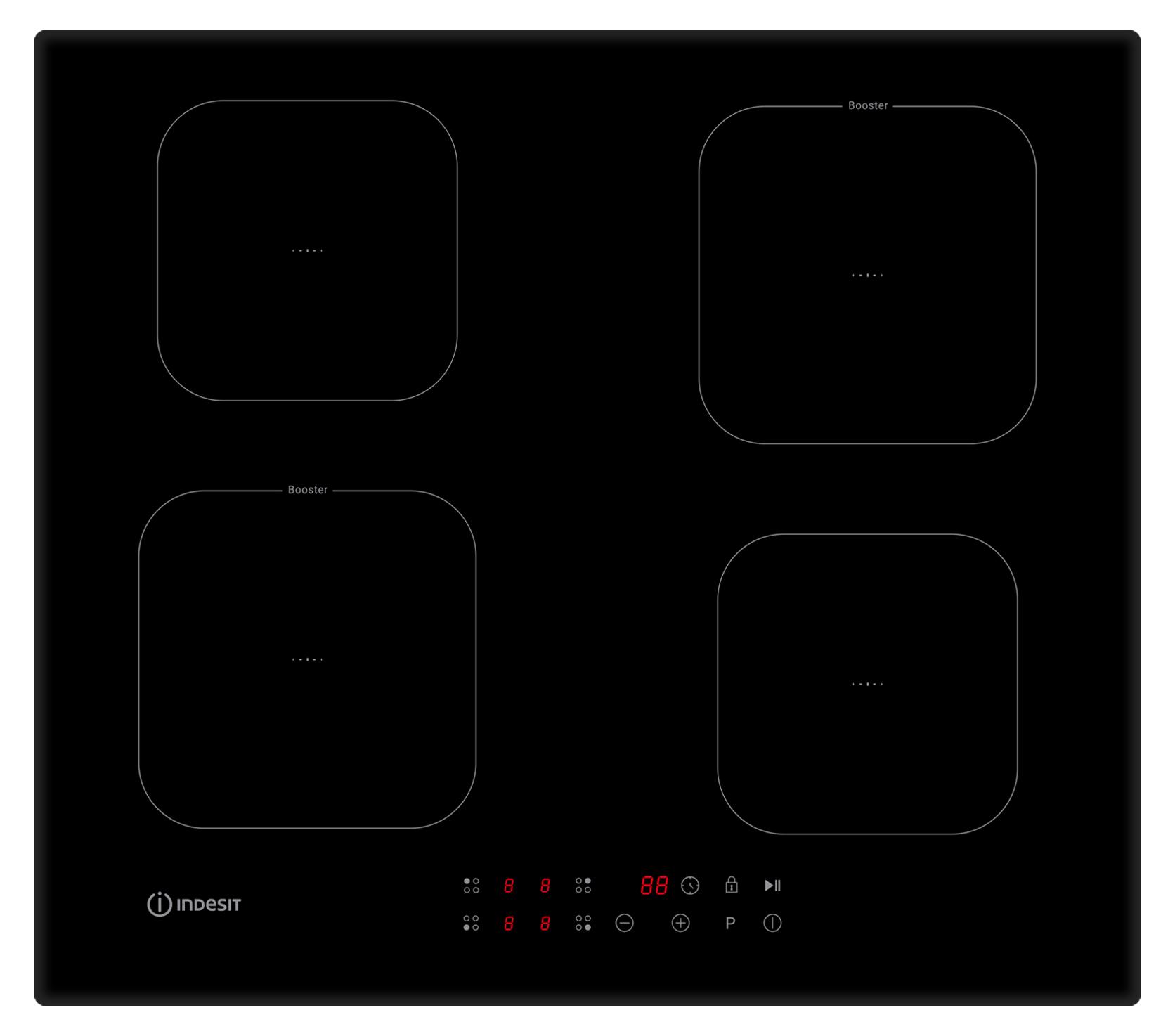 Indesit Placa IS F 18Q60 NE Preto Induction vitroceramic Frontal