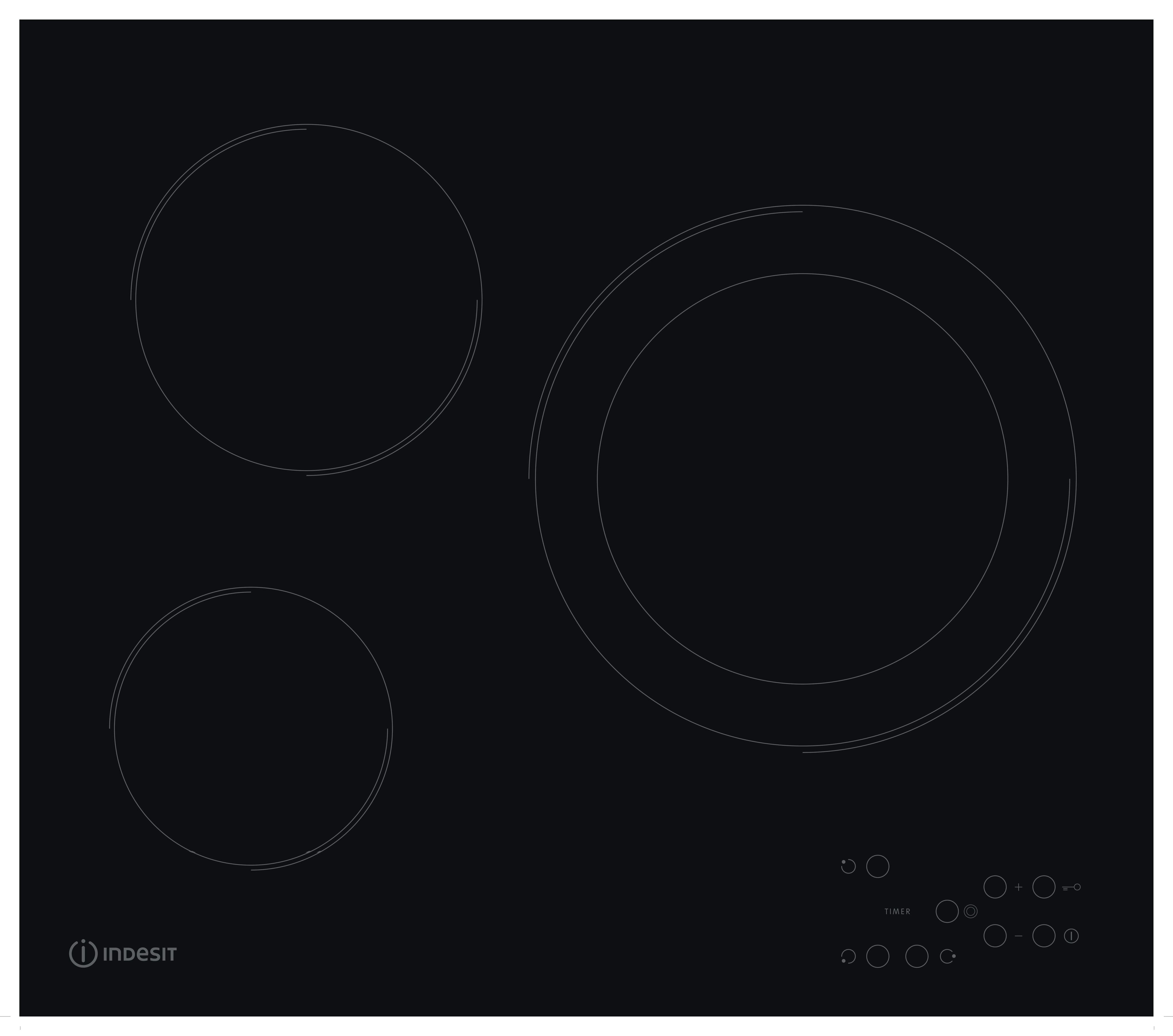Indesit Encimera RI 360 C (ES) Negro Radiant vitroceramic Frontal