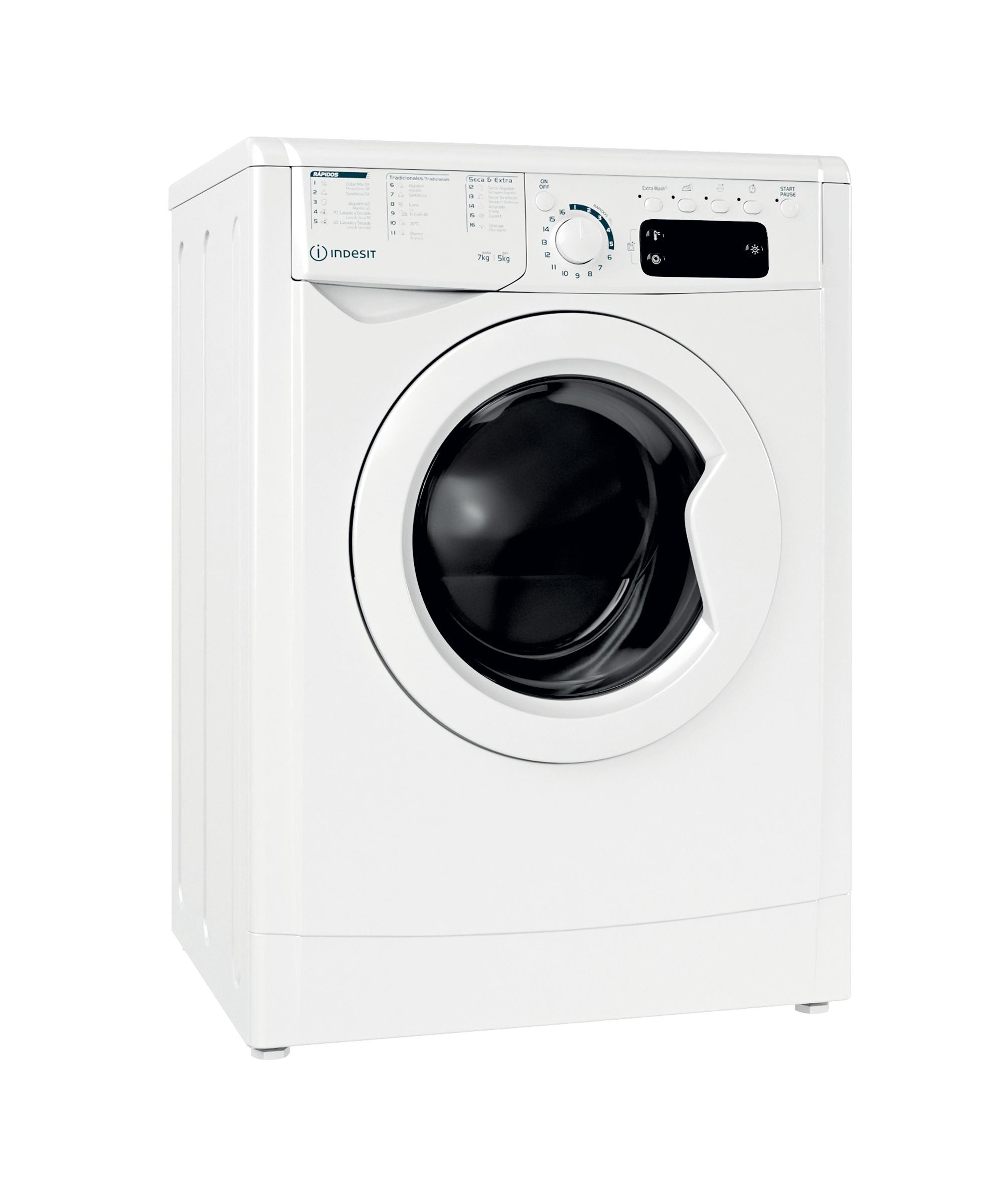 Indesit Lavadora secadora Libre instalación EWDE 751251 W SPT N Blanco Cargador frontal Perspective