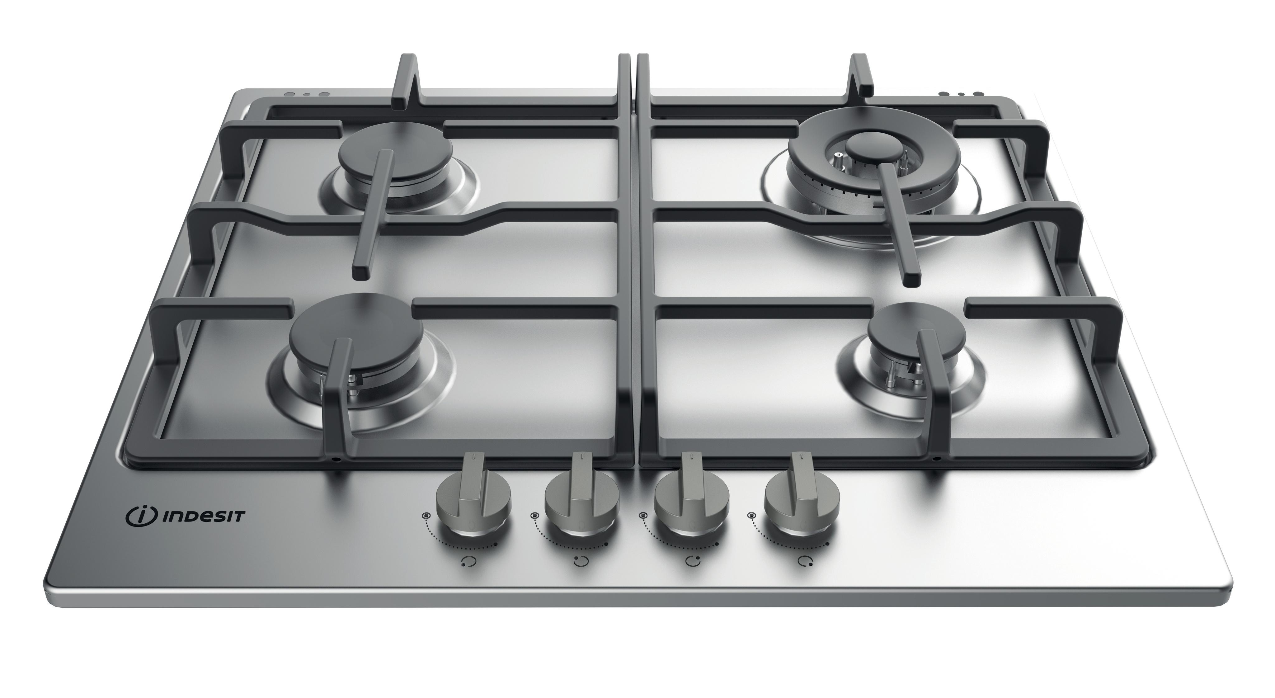 Indesit Kookplaat THP 641 W/IX/I NL Rvs Gas Frontal top down