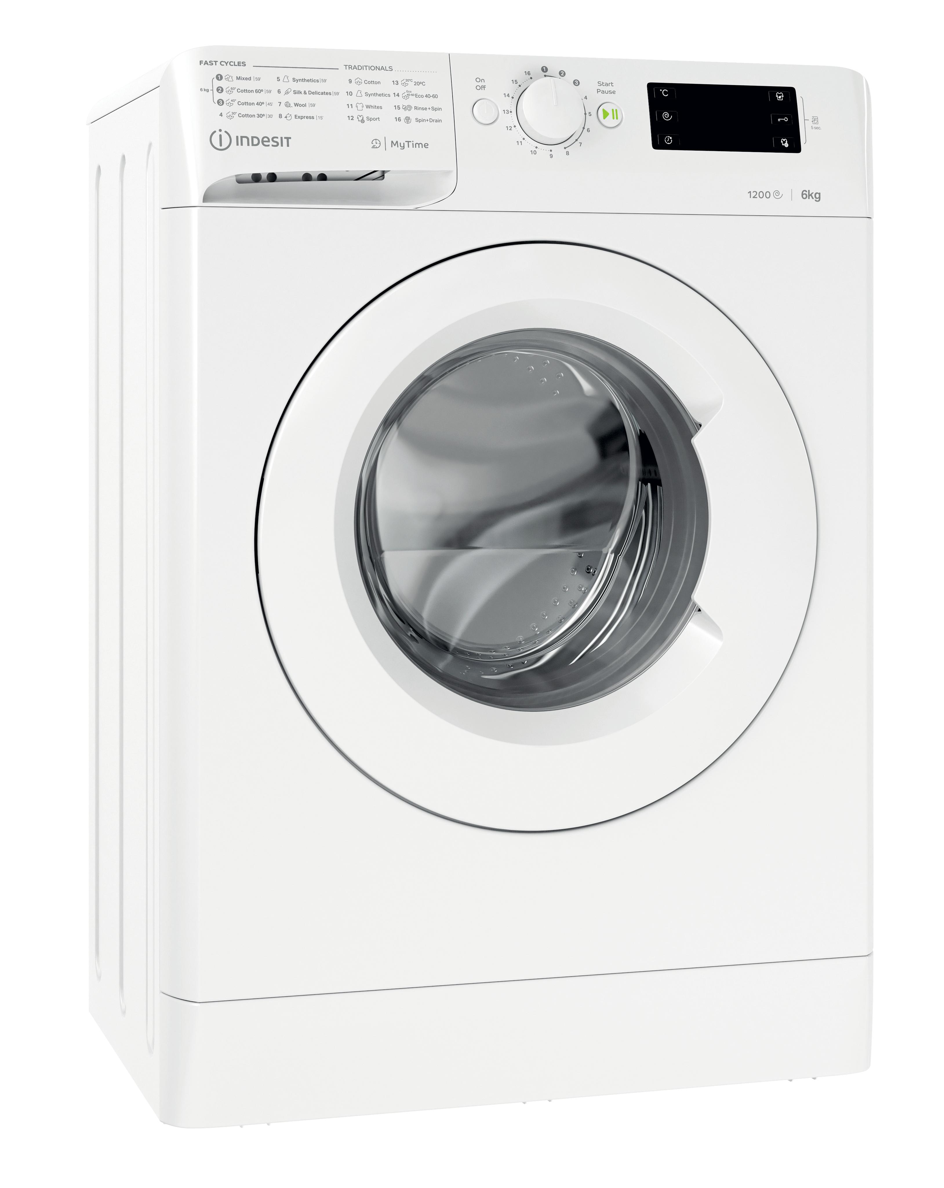 Indesit Mašina za veš Samostojeći MTWSE 61252 W EE Bijela prednje punjenje F Perspective