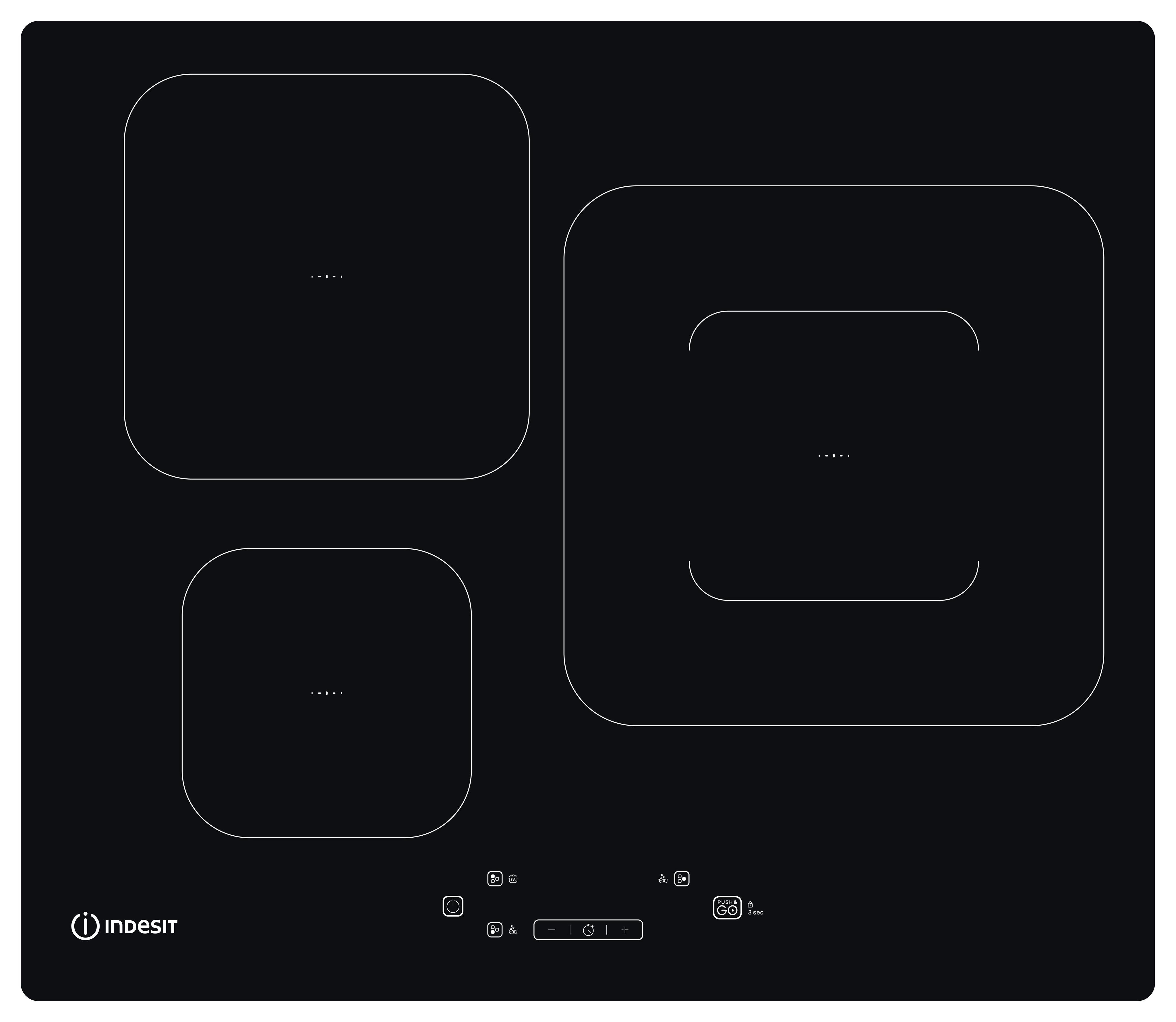 Indesit Encimera IS 55Q60 NE Negro Induction vitroceramic Frontal