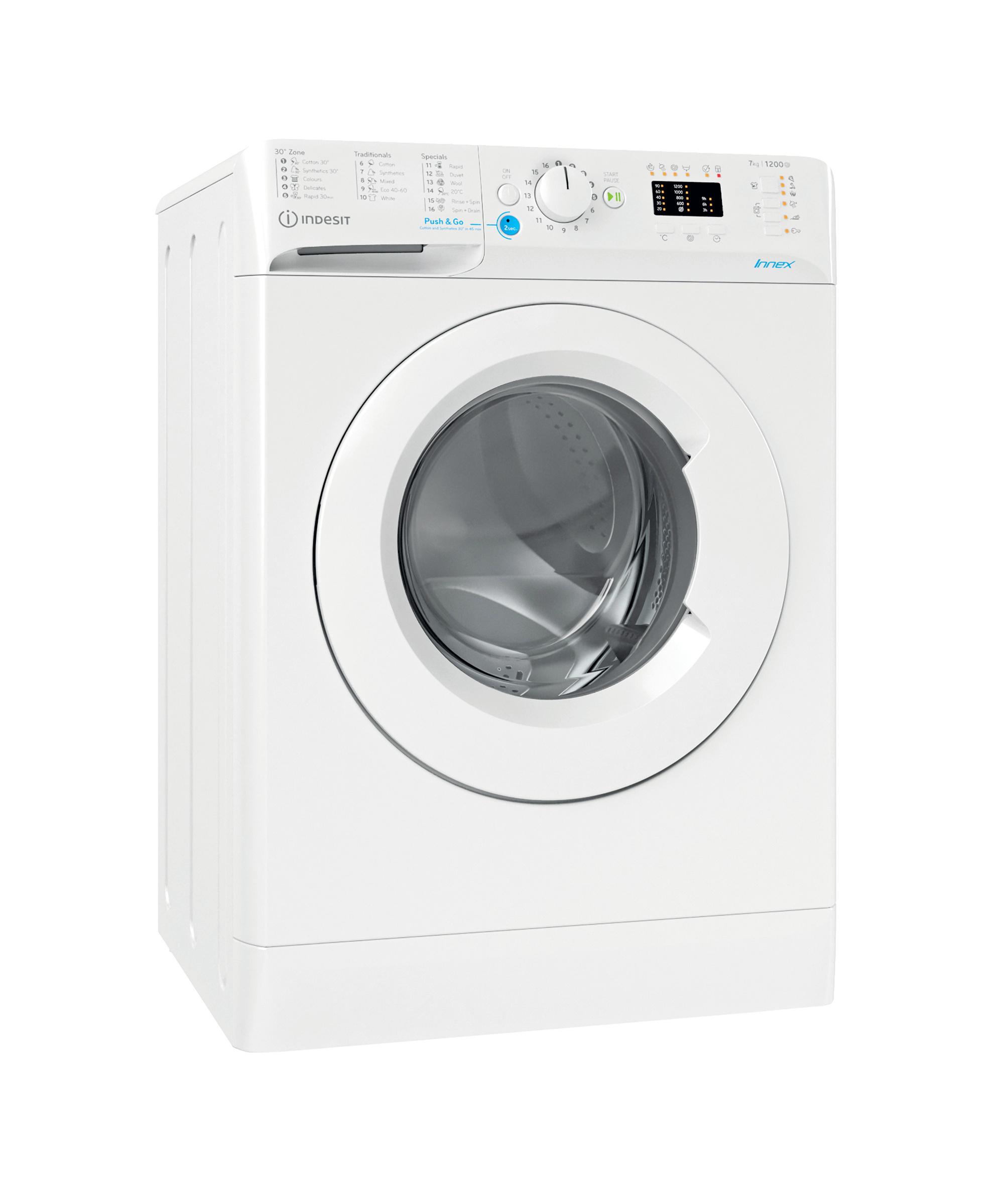 Indesit Mašina za veš Samostojeći BWA 71252 W EE N Bijela prednje punjenje E Perspective