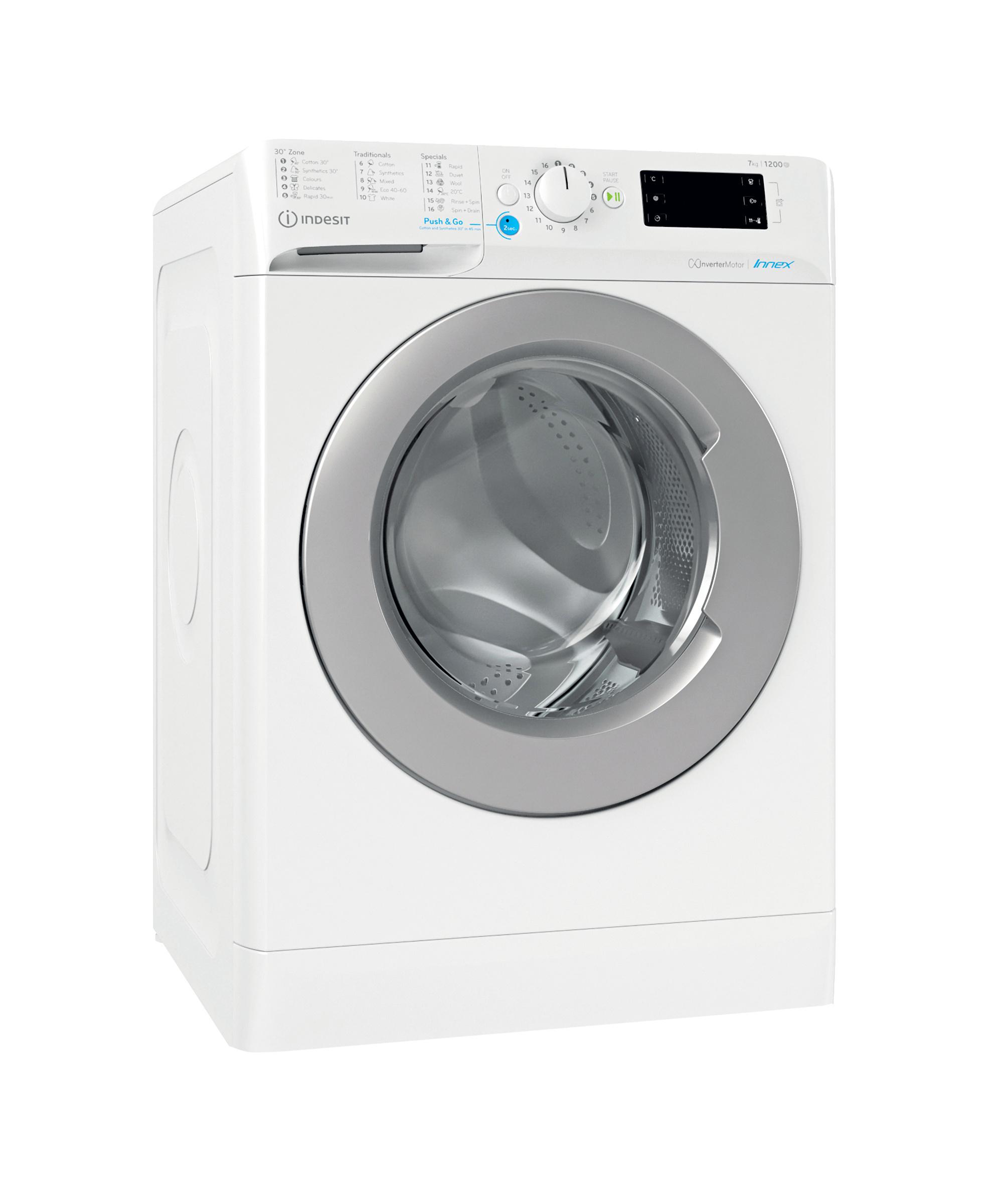 Indesit Mašina za veš Samostojeći BWE 71283X WS EE N Bijela prednje punjenje D Perspective