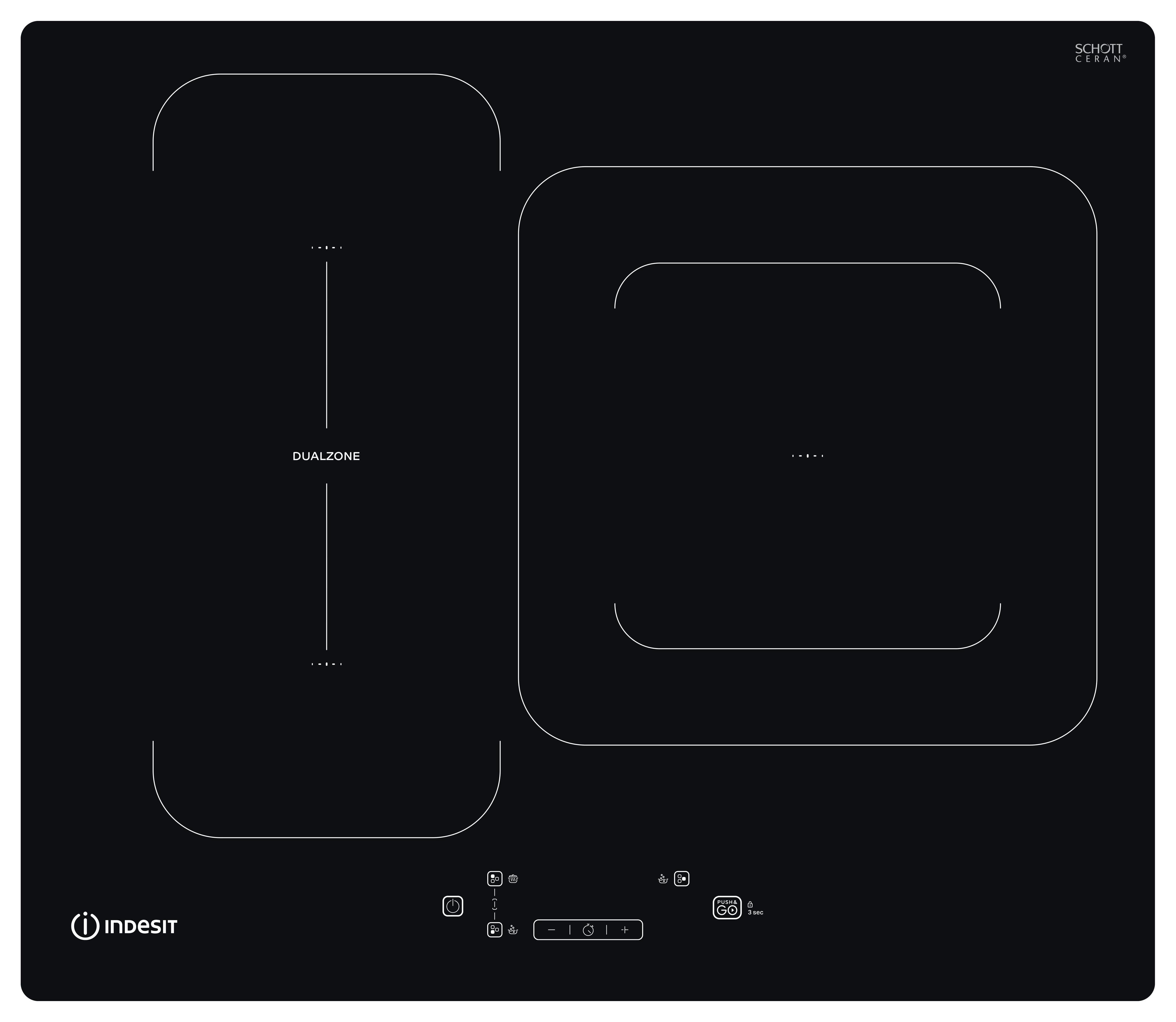 Indesit Encimera IB 44Q60 NE Negro Induction vitroceramic Frontal