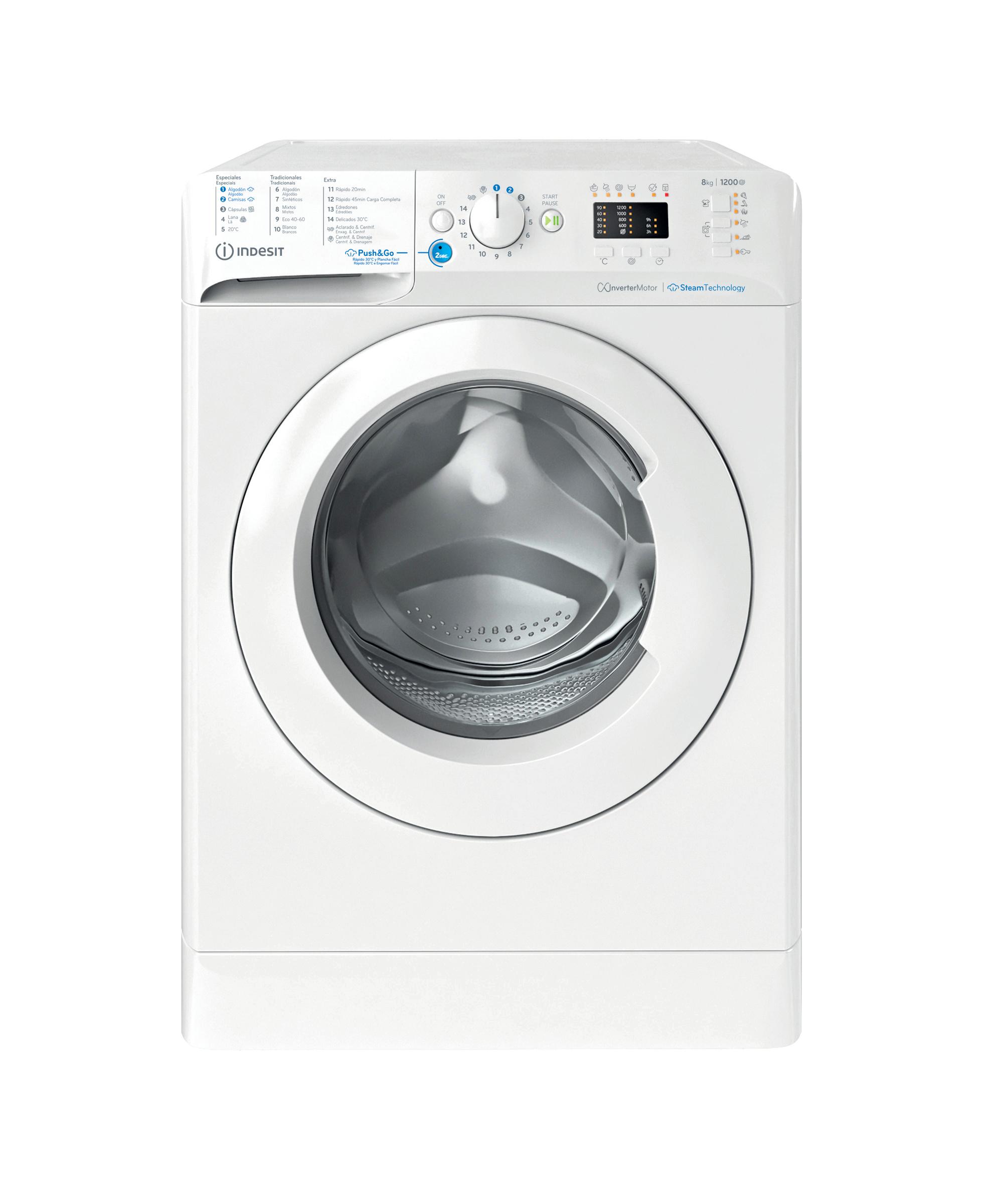 Indesit Lavadora Libre instalación BWA 81295X WV SPT Blanco Cargador frontal B Frontal