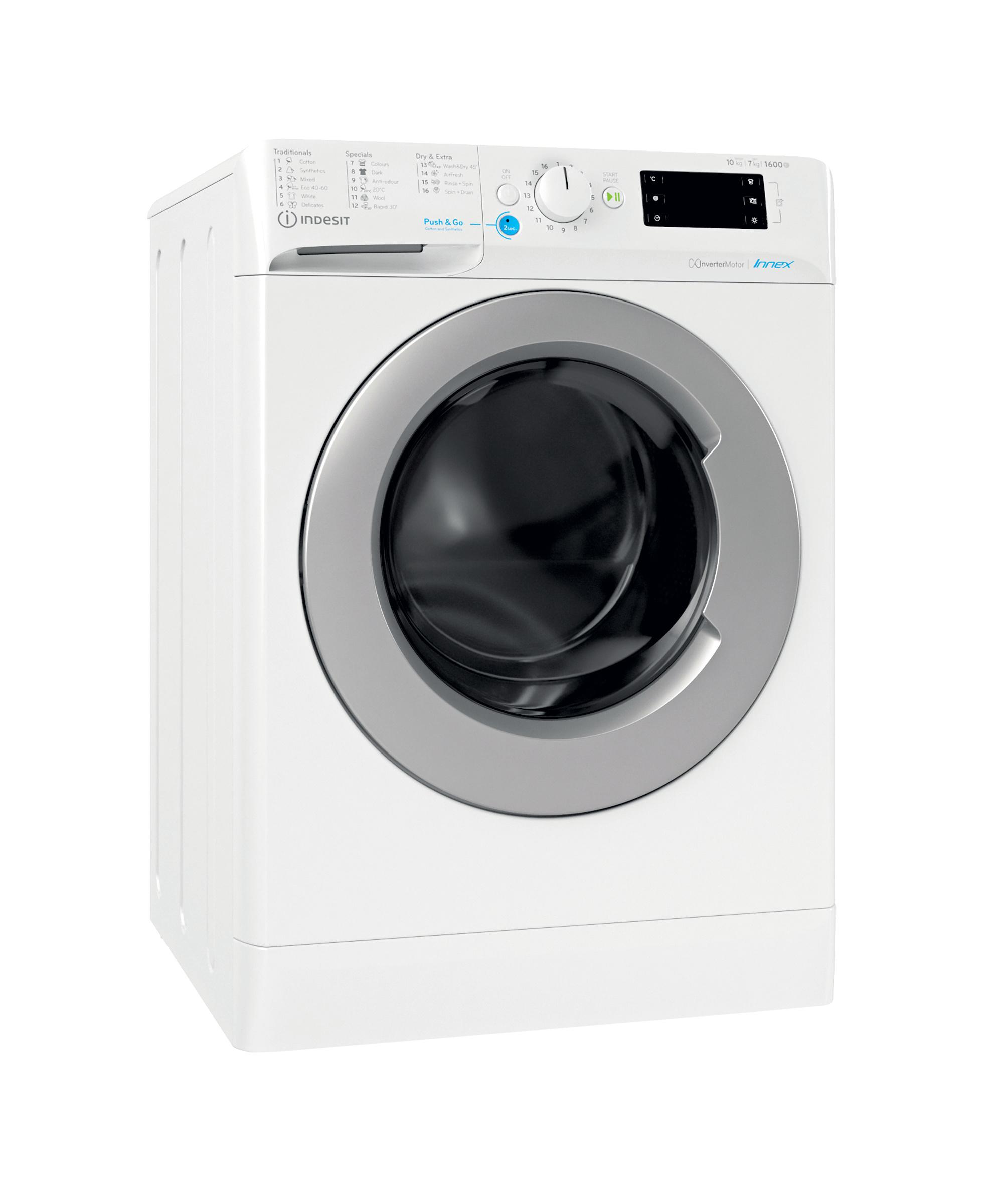 Indesit Mašina za pranje i sušenje veša Samostojeći BDE 107624 8WS EE Bijela prednje punjenje Perspective