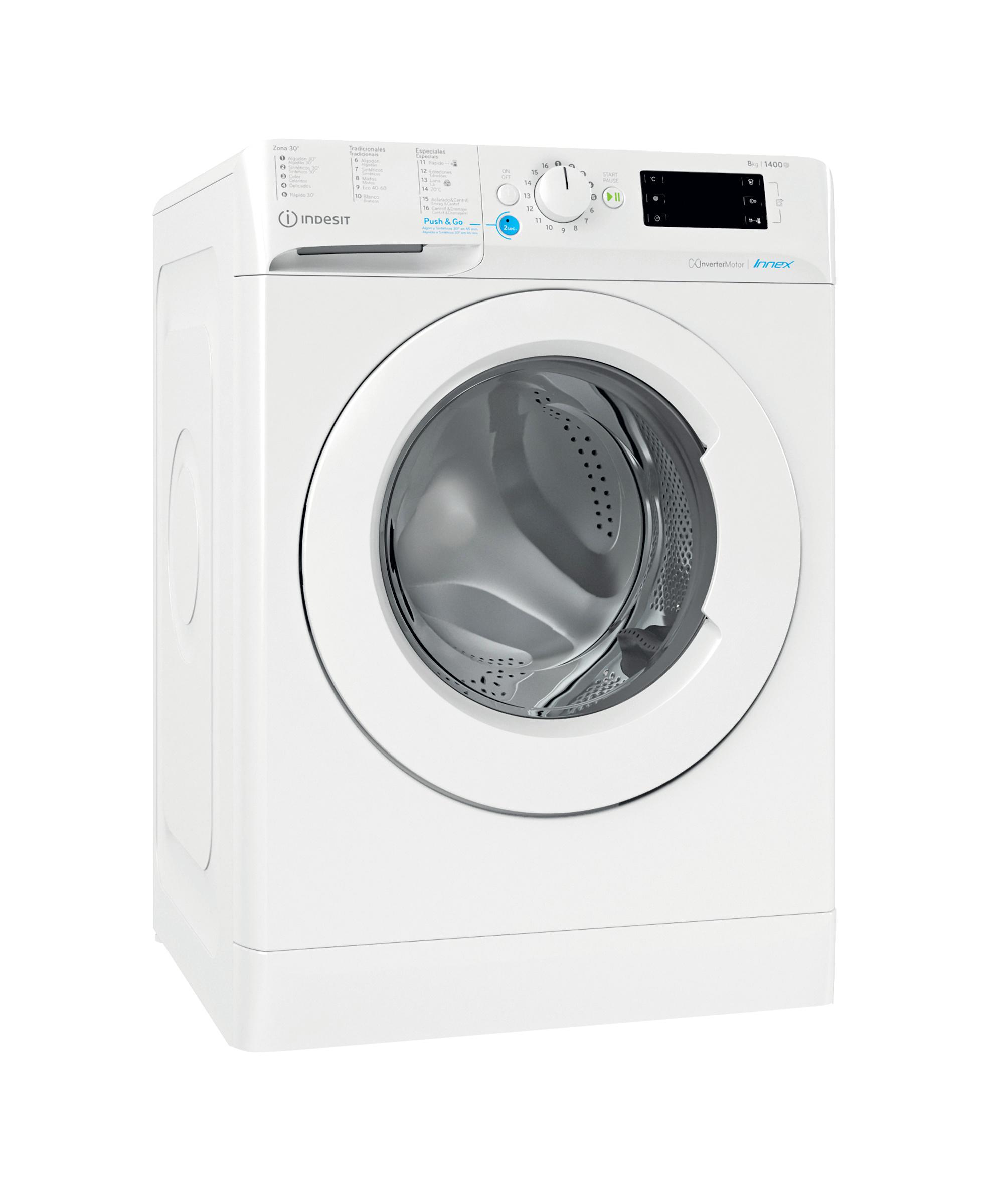 Indesit Lavadora Libre instalación BWE 81496X WW SPT N Blanco Cargador frontal A Perspective