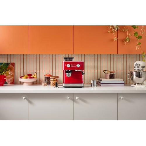 Semiautomatisk espressomaskine med kaffekværn - Rød metallic ...