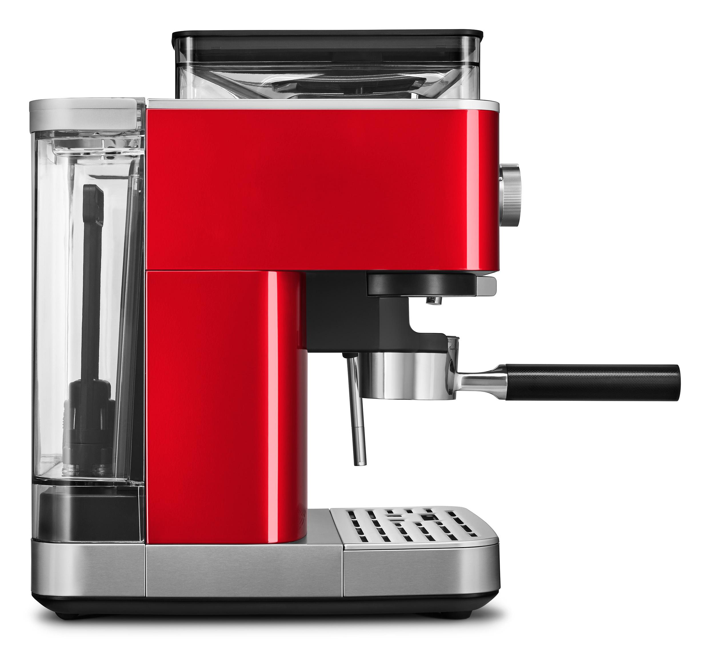 Semiautomatisk espressomaskine med kaffekværn - Rød metallic ...