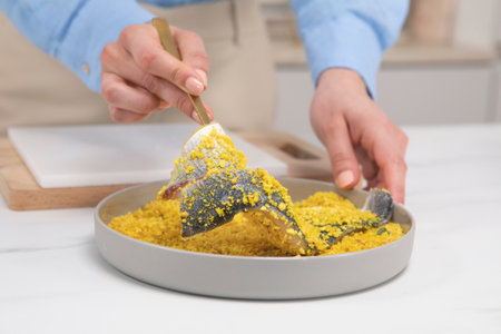 Trenzas de lubina con nueces y salsa de mango - step5