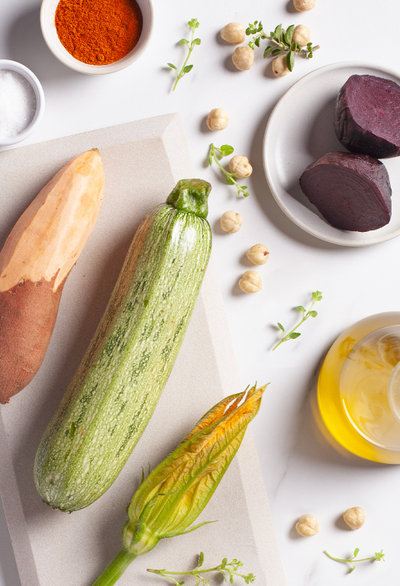 Zoodles vegatarianos cocinados con placa de inducción Whirlpool i100 ingredients