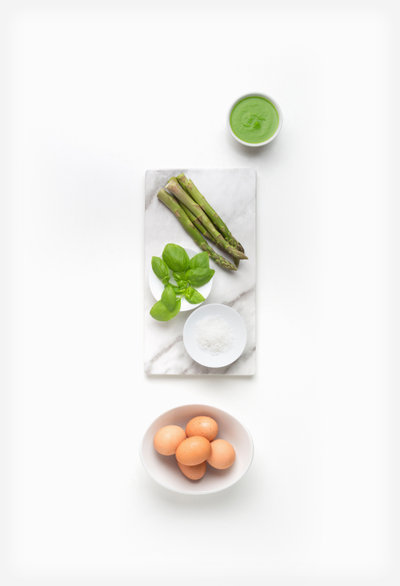 Œufs à la coque et crème de petits pois ingredients