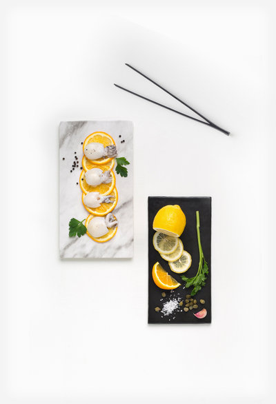 Seiches grillées aux agrumes et aux câpres ingredients