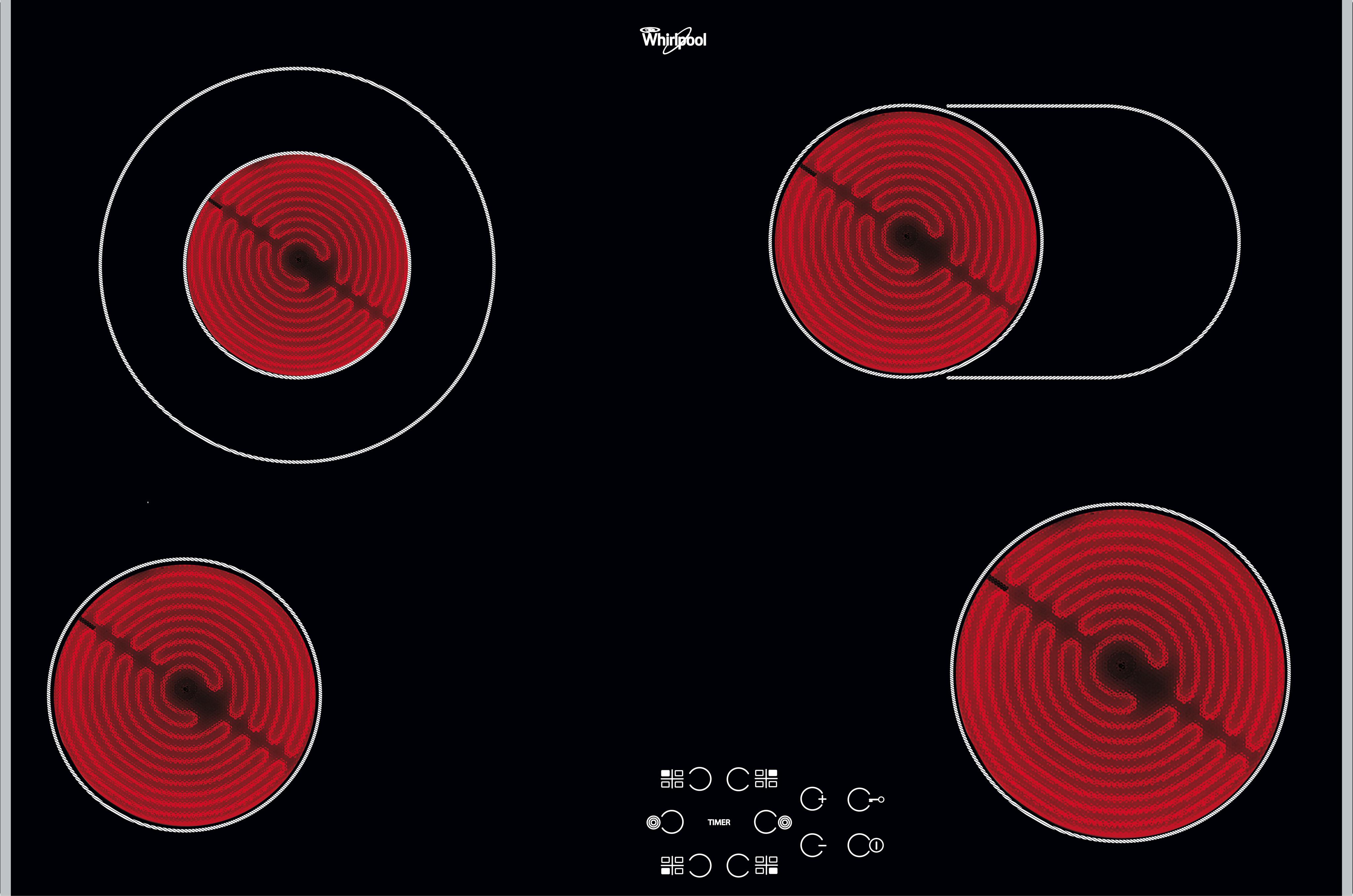 Whirlpool Hob AKT 8360 LX Black Radiant vitroceramic Frontal