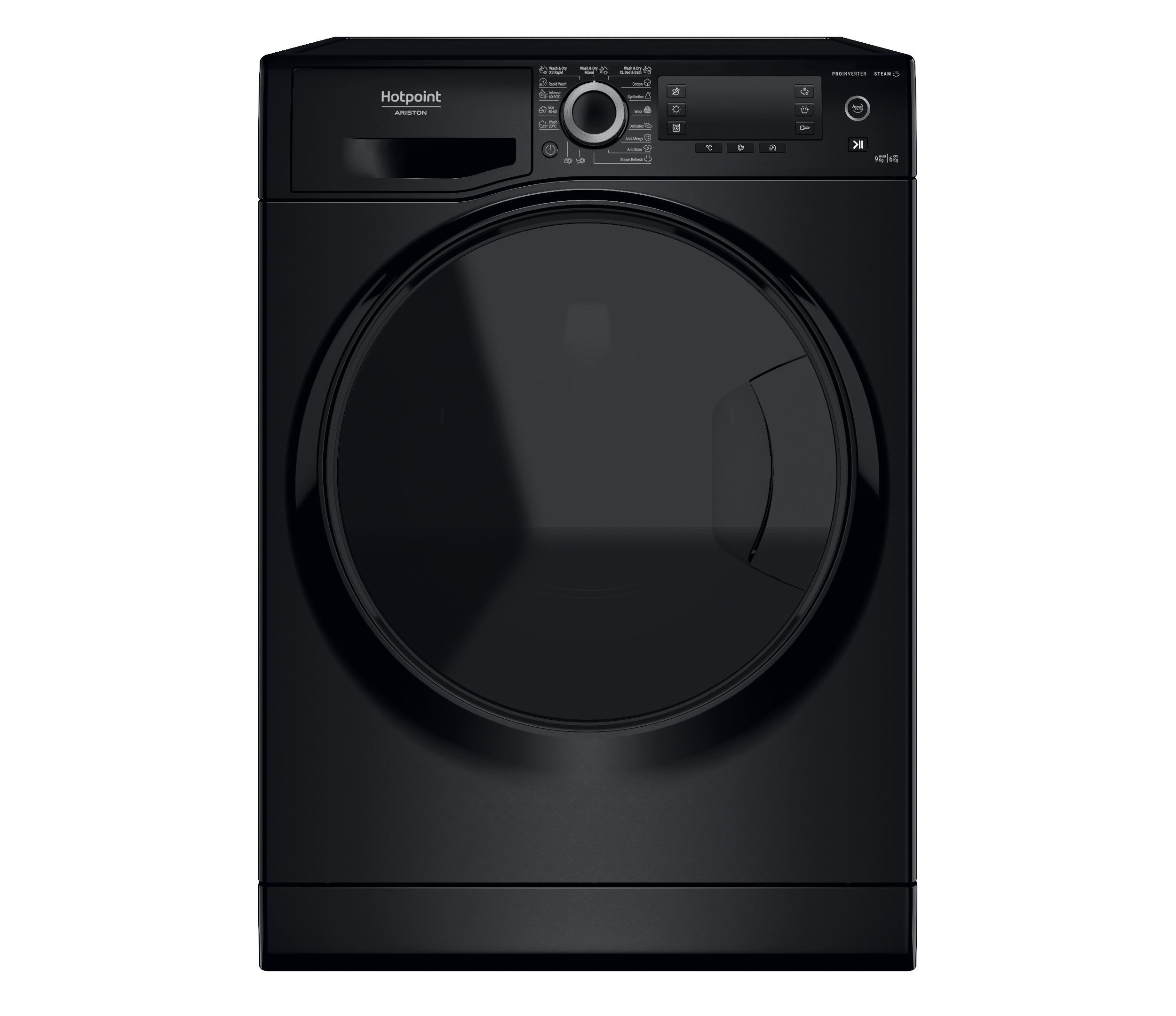 Hotpoint_Ariston Пералня със сушилня Свободностоящ NDD 964489 BDA EE Черно Предно зареждане Frontal