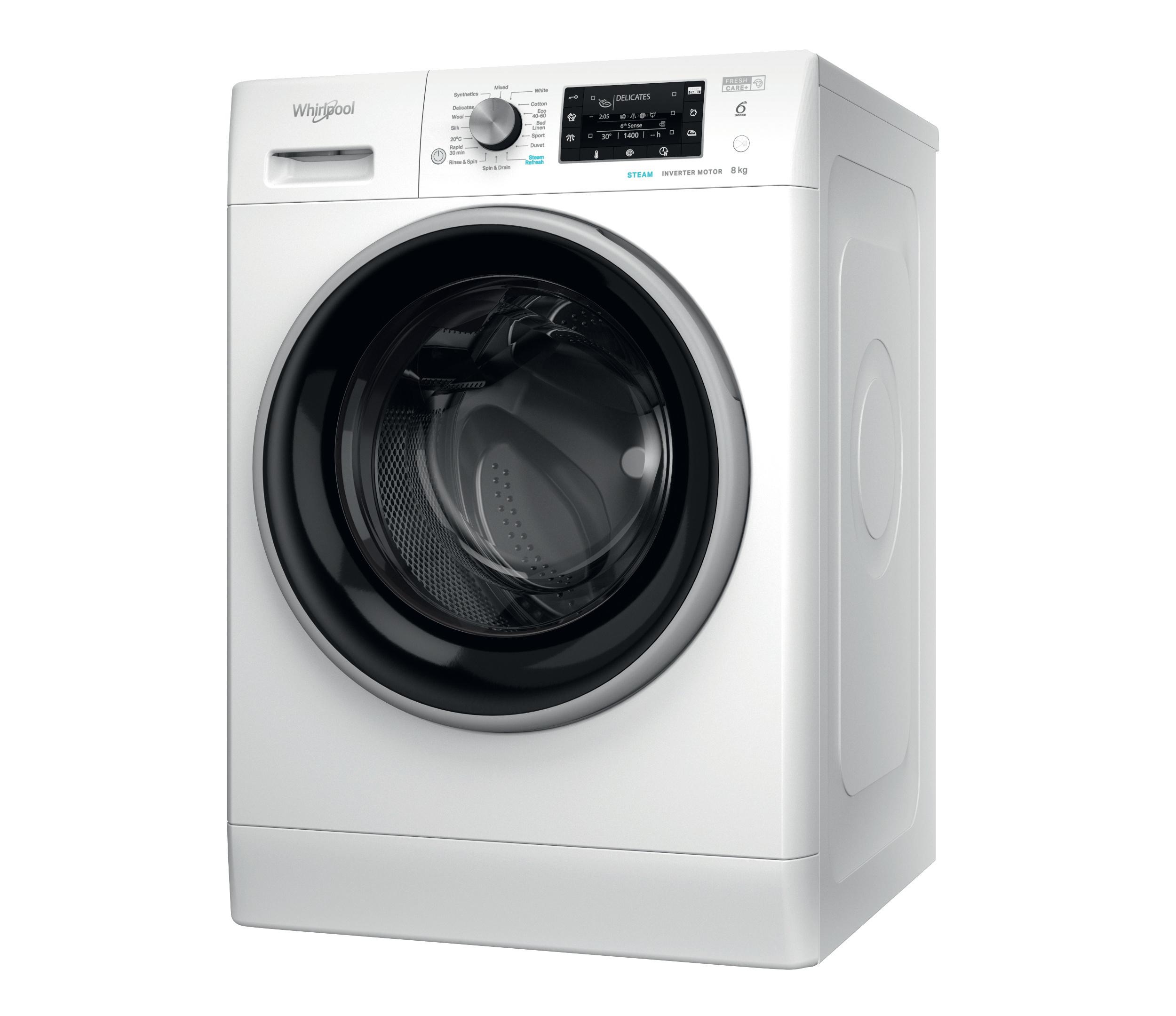 Whirlpool Washing machine Freestanding FFD 8469 BSV UK White Front loader A Perspective