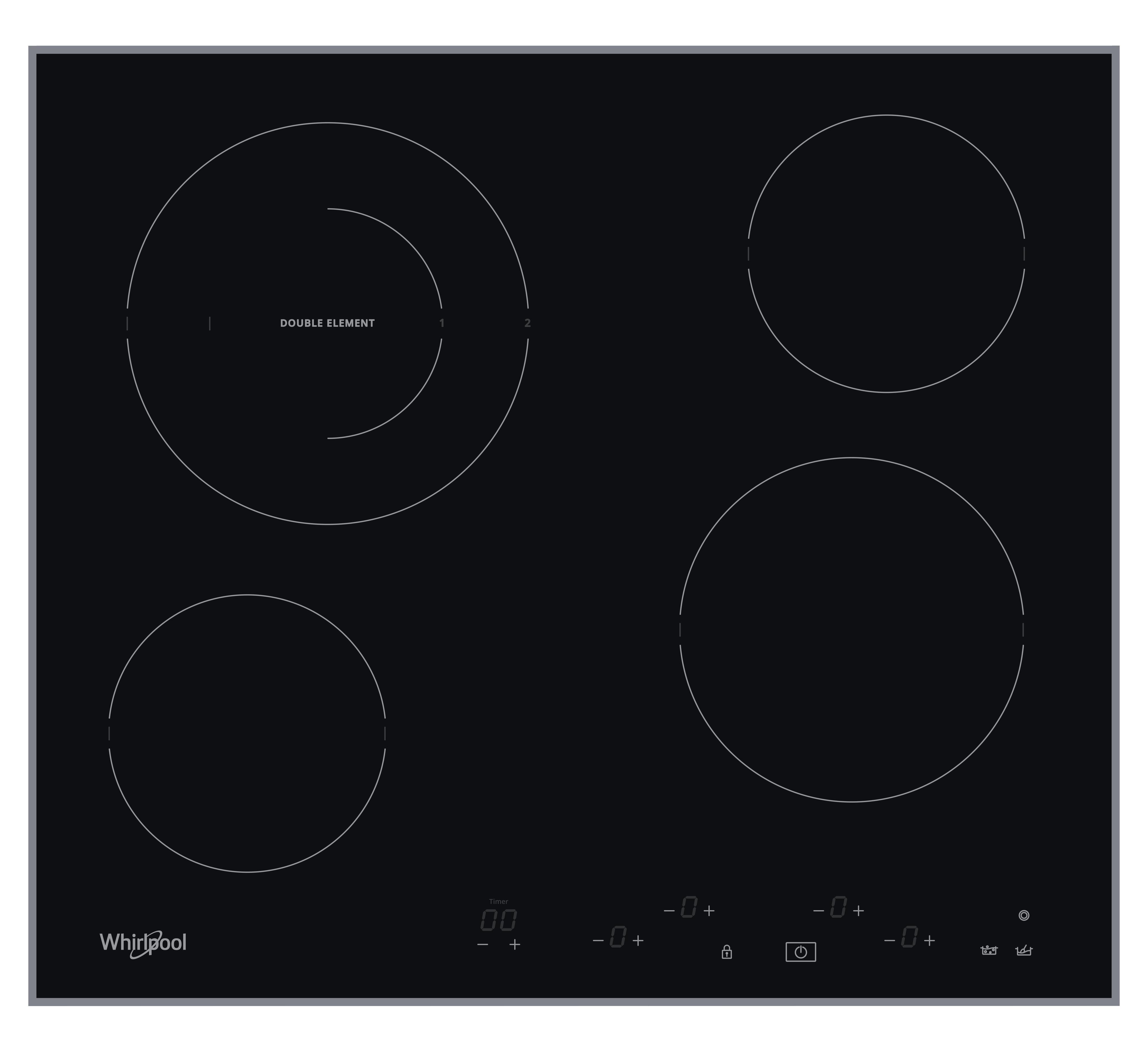 Whirlpool Főzőlap AKT 8601 IX Fekete Radiant vitroceramic Frontal