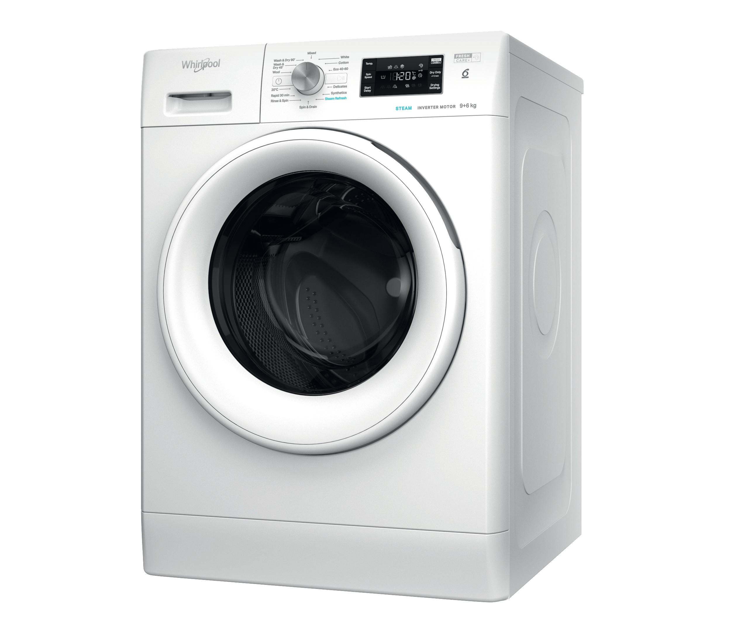 Whirlpool Washer dryer Freestanding FFWDB 964369 WV UK White Front loader Perspective