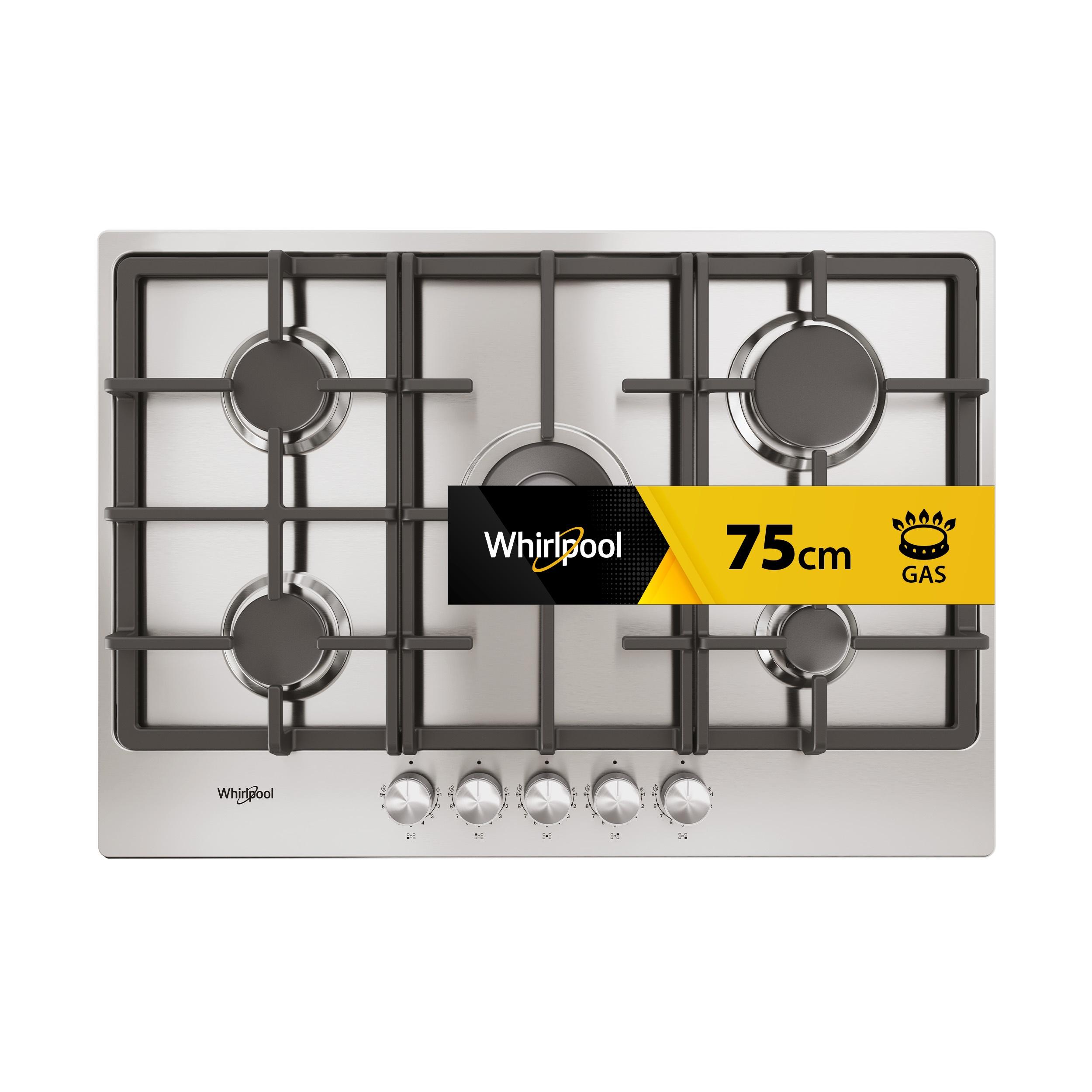 Whirlpool Kookplaat TKRL 761 IX K Inox Gas Frontal
