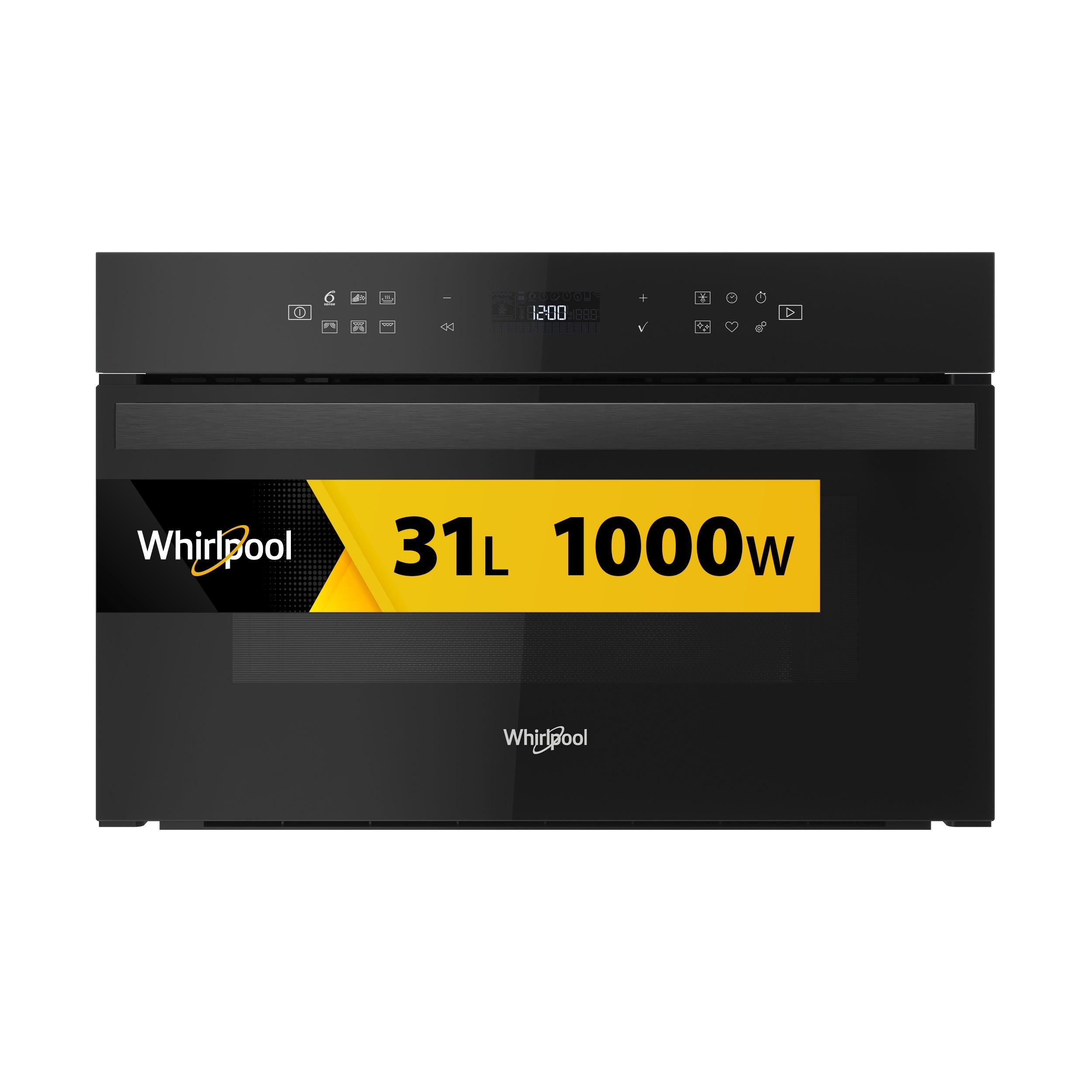 Whirlpool Mikrohullámú sütő Beépíthető AMW 6440 FB Fekete Elektromos 31 Mikrohullám+Grill funkció 1000 Frontal