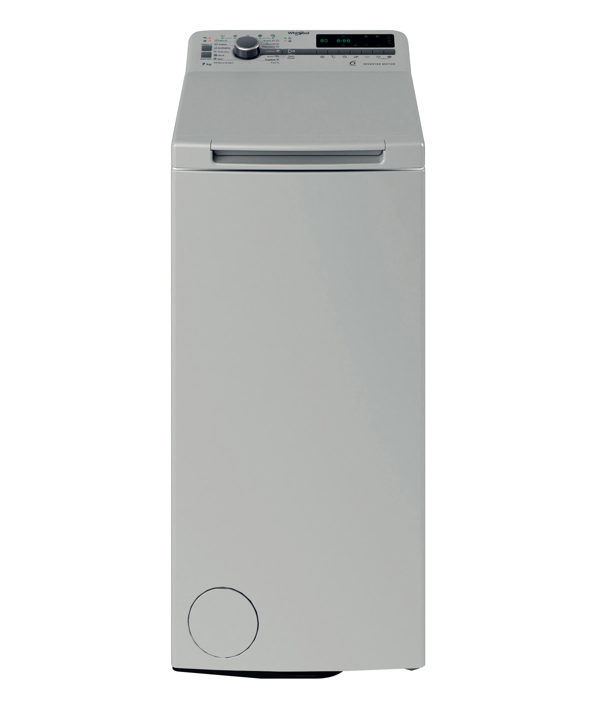Whirlpool Práčka Voľne stojace TDLRS 7252BS EU Srtrieborná Zhora plnená B Frontal