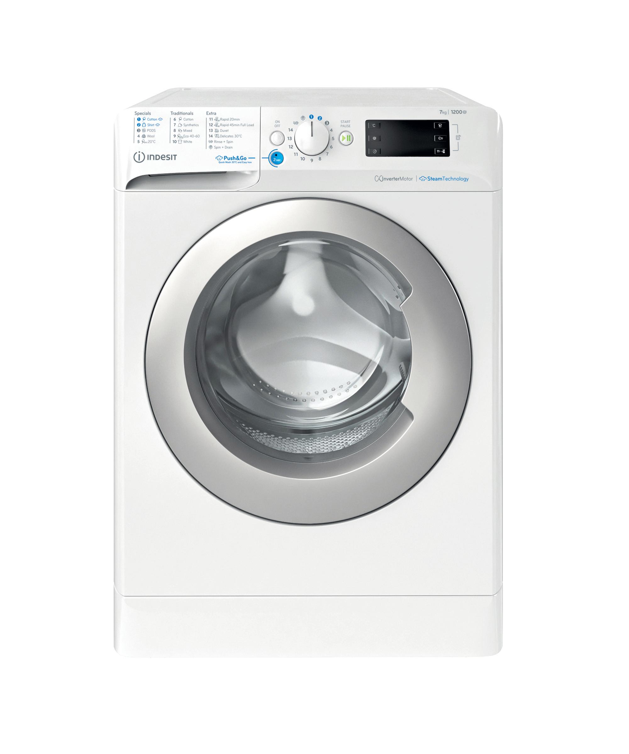 Indesit Pračka Volně stojící BWE 71295X WSV EE Bílá Předem plněná B Frontal