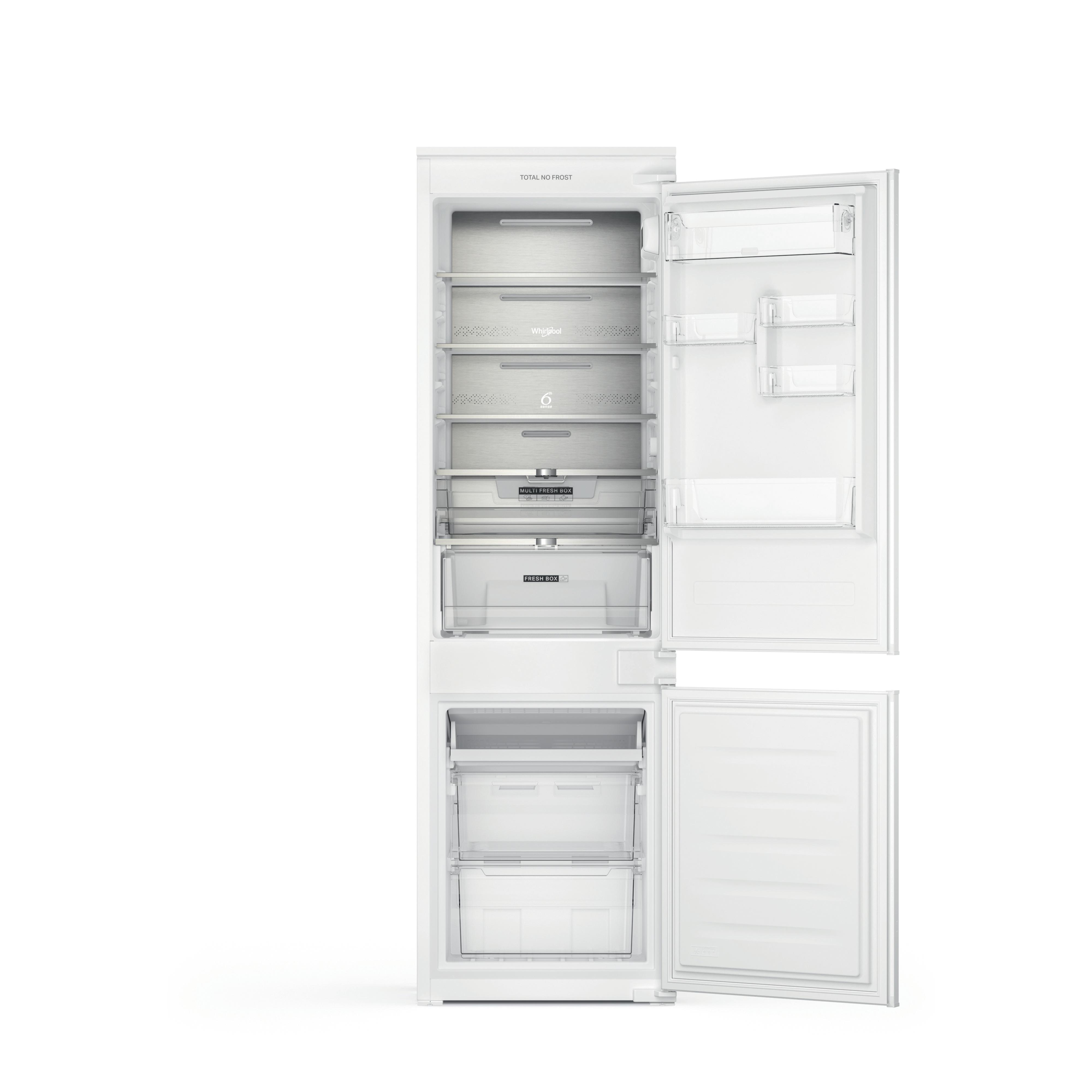 Whirlpool Réfrigérateur combiné Encastrable WHC18 T132 Blanc 2 portes Frontal open