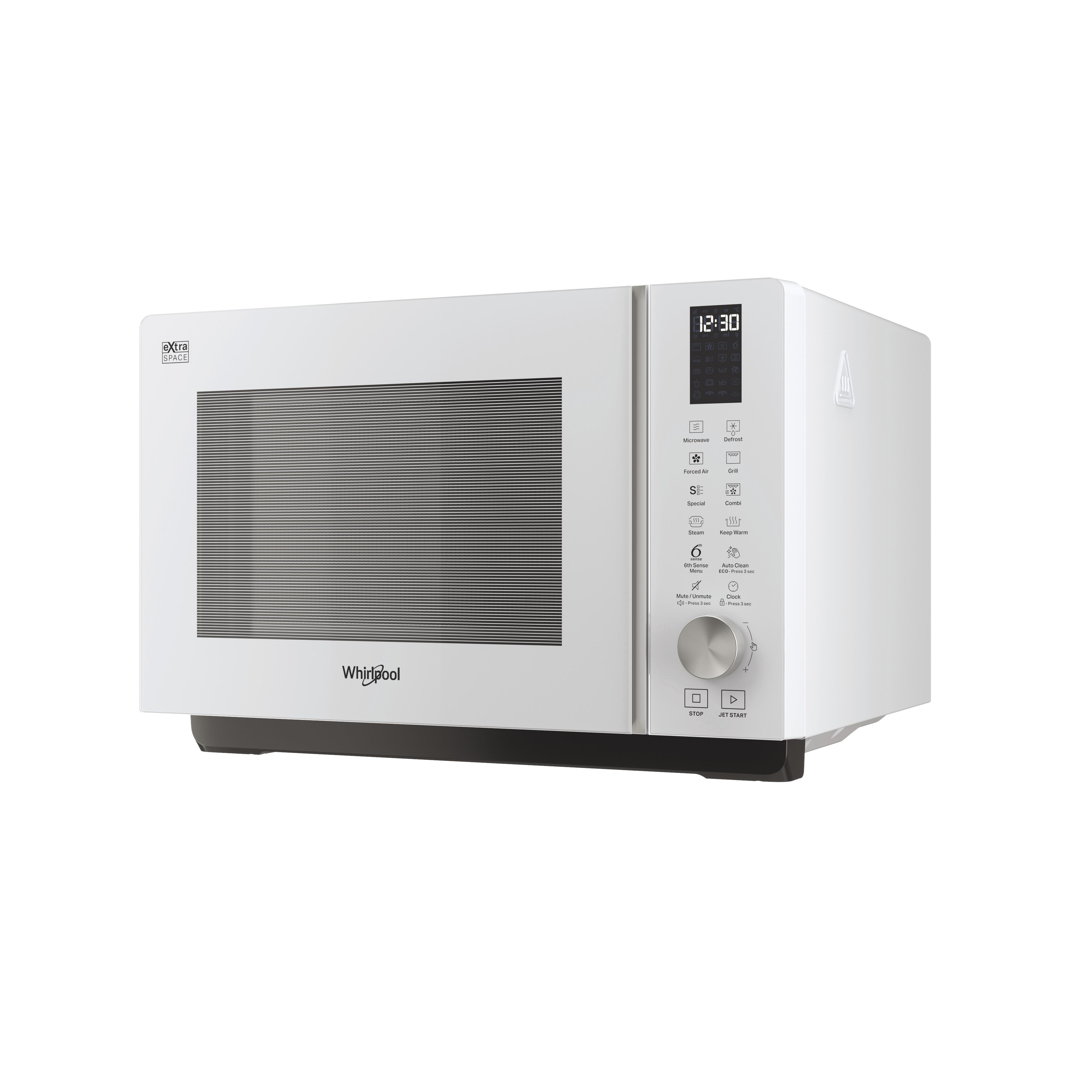 Whirlpool Mikrovågsugn Fristående MWF 255 W White Elektronisk 25 MW-kombi 800 Perspective