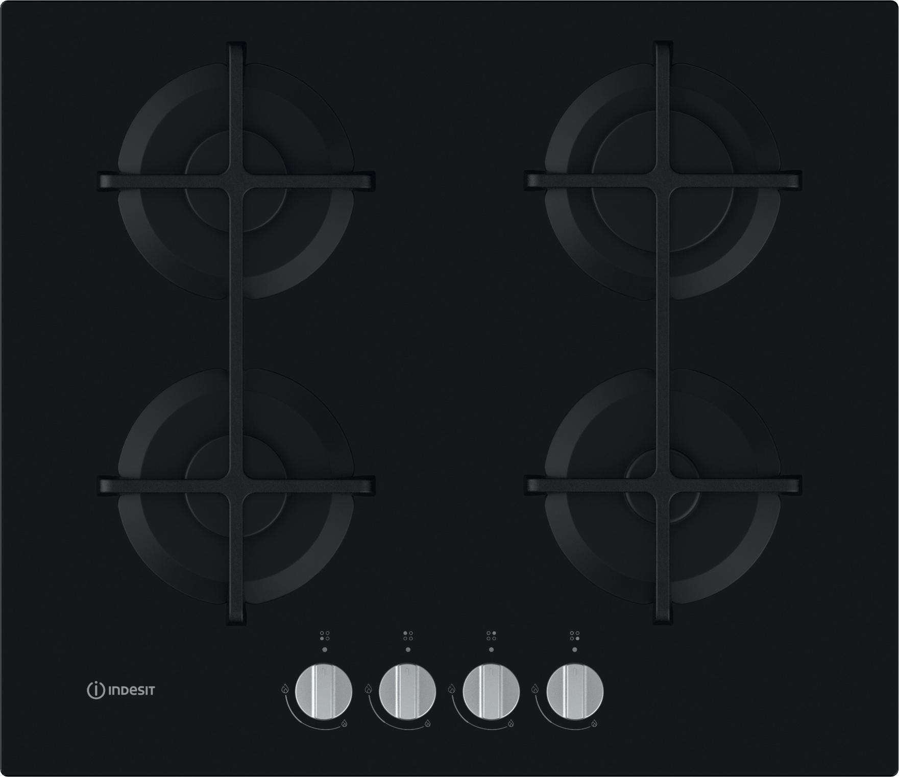 Indesit HOB ING 61T/BK UK Black GAS Frontal