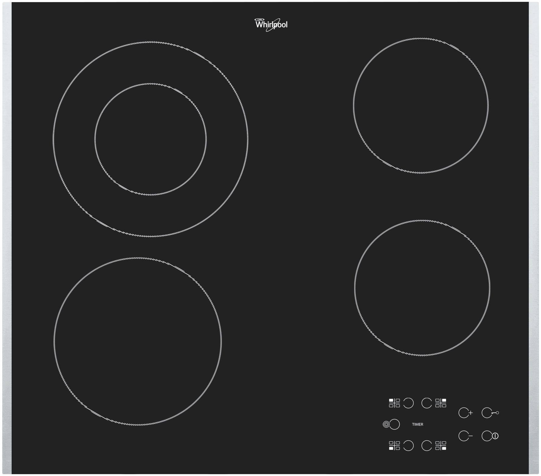 Whirlpool Hob AKT 8130 BA Black Radiant vitroceramic Frontal