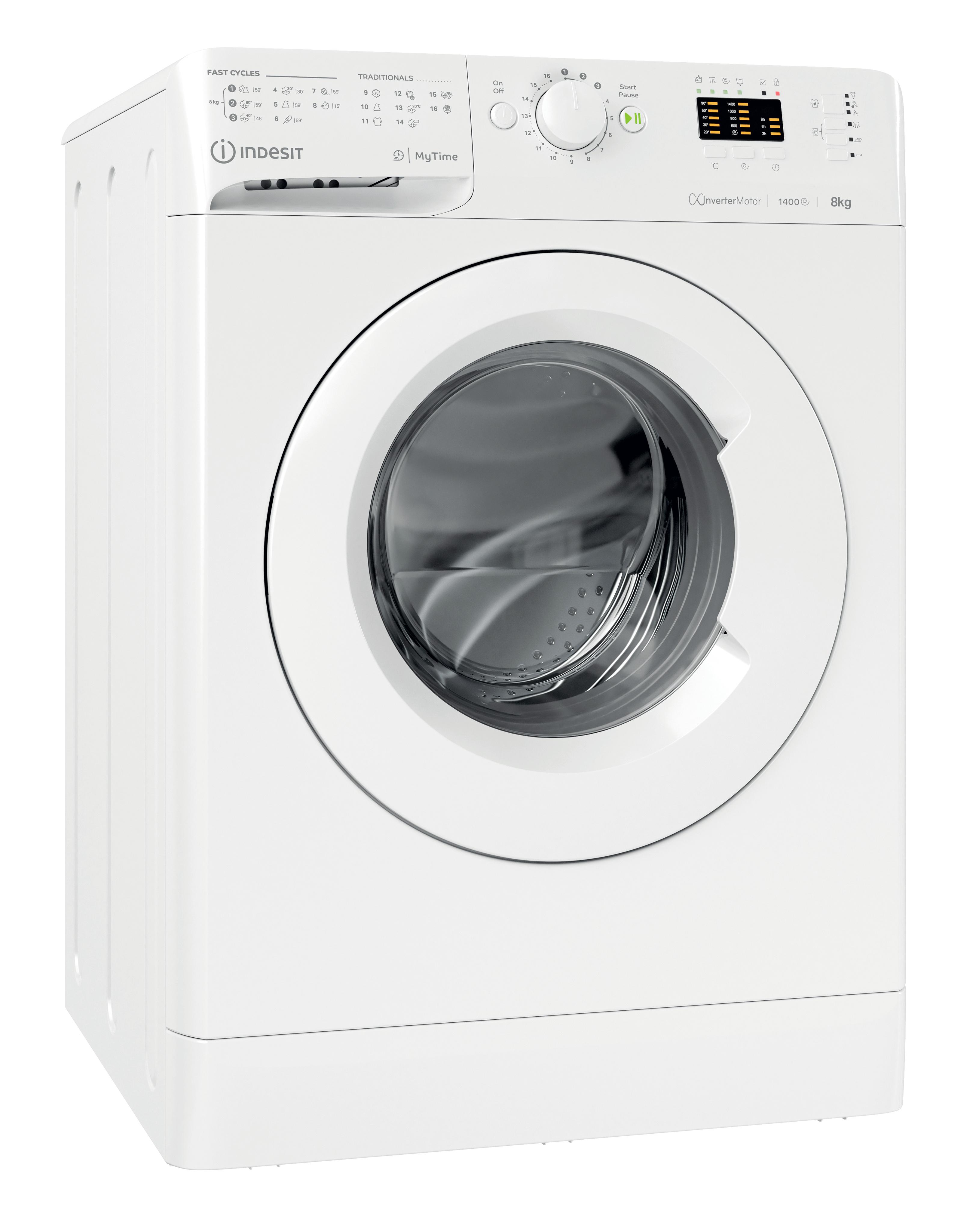 Fritstående Indesit vaskemaskine med frontbetjening: 8,0kg - MTWA 81483 W EU