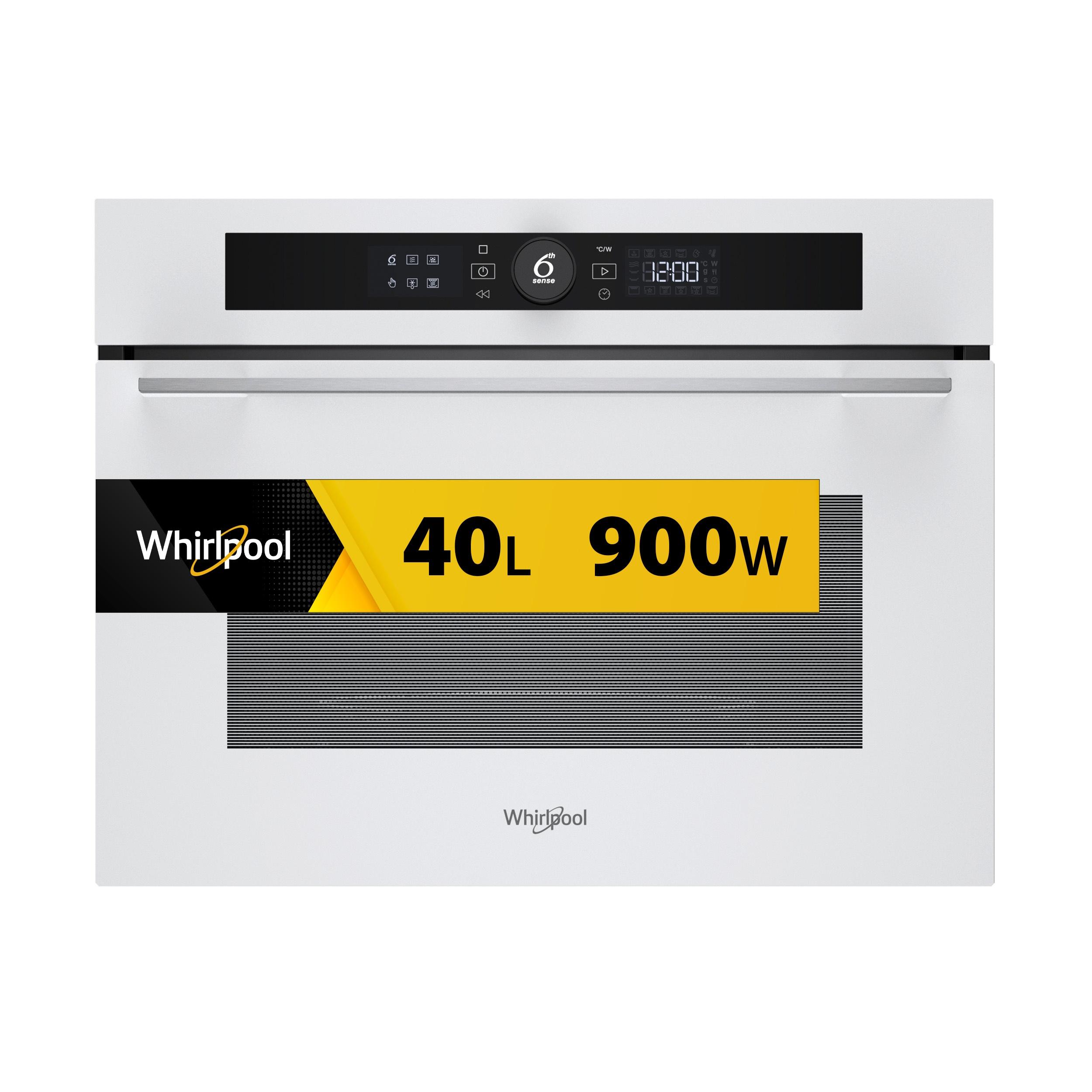 Whirlpool Four à micro-ondes Encastrable WMW57DHMW Blanc Électronique 40 Micro-ondes combiné 900 Frontal