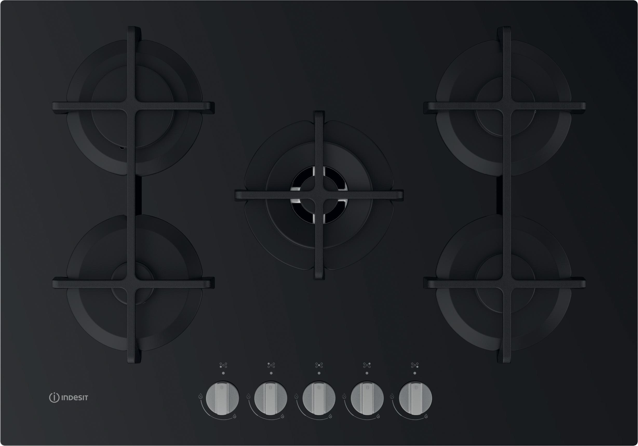 Indesit HOB ING 72T/BK Black GAS Frontal