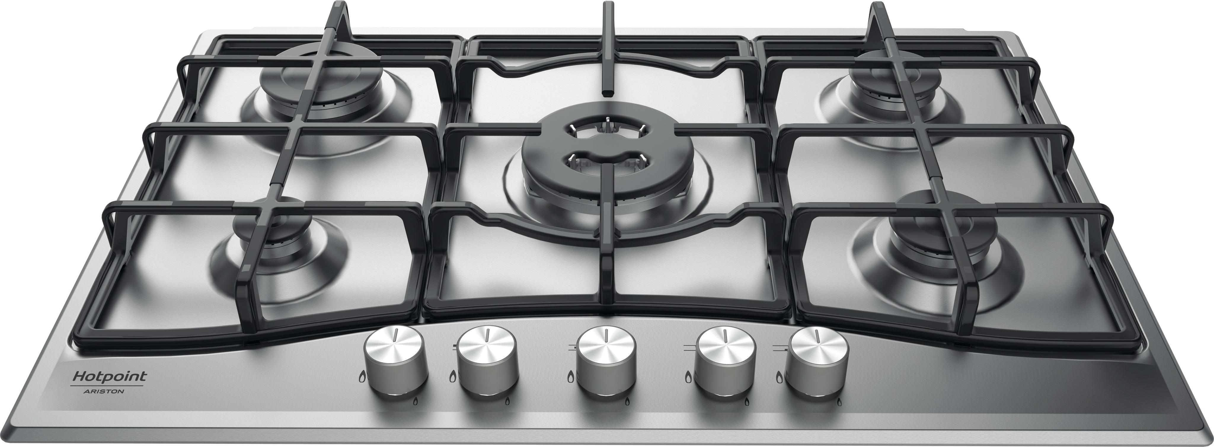 Hotpoint_Ariston Table de cuisson PCN 751 T/IX/HA Inox Gaz Frontal top down