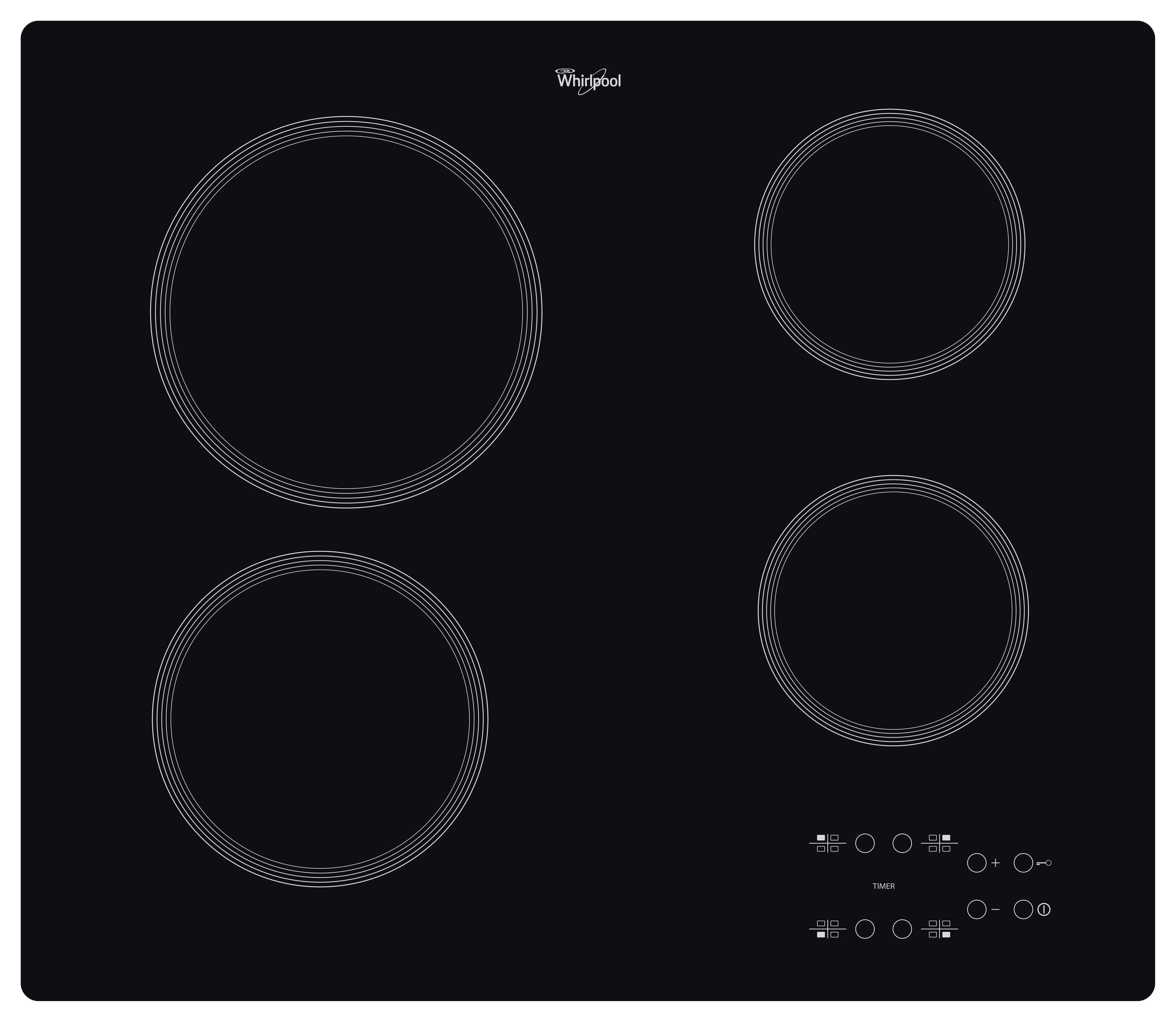 Whirlpool Paviršius AKT 801/NE Juoda Radiant vitroceramic Frontal
