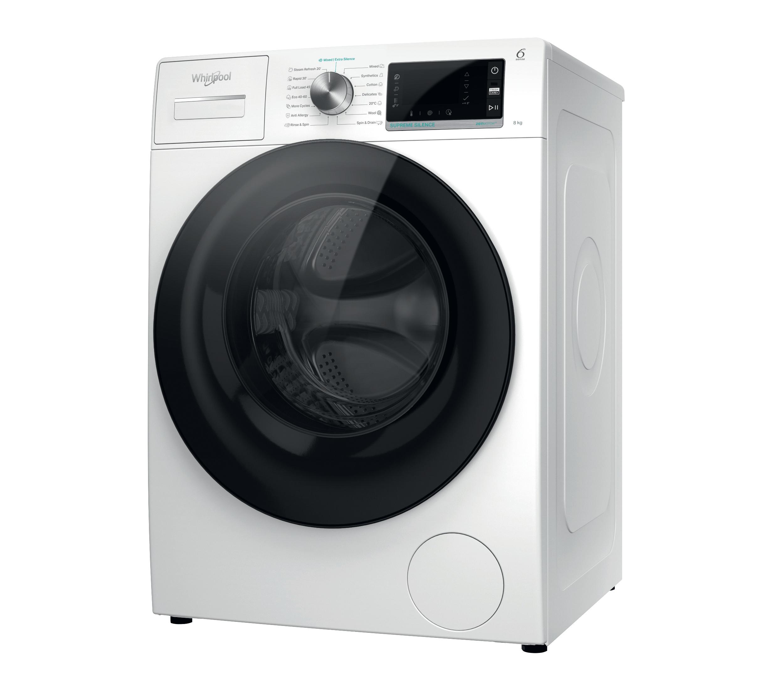 Whirlpool Maşină de spălat rufe Independent W6X W845WB EE Alb Încărcare frontală B Perspective