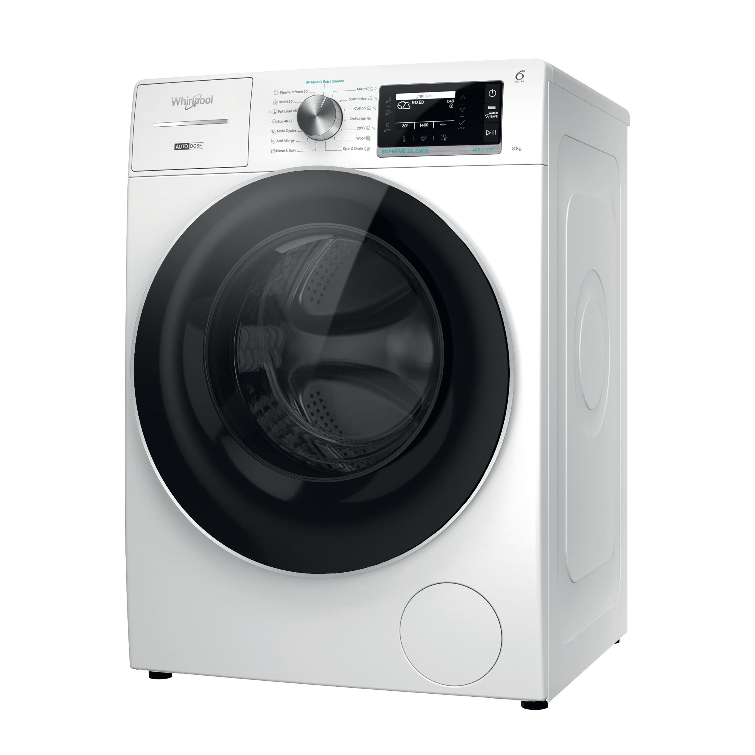 Whirlpool Maşină de spălat rufe Independent W8X 89AD SILENCE EE Alb Încărcare frontală A Perspective