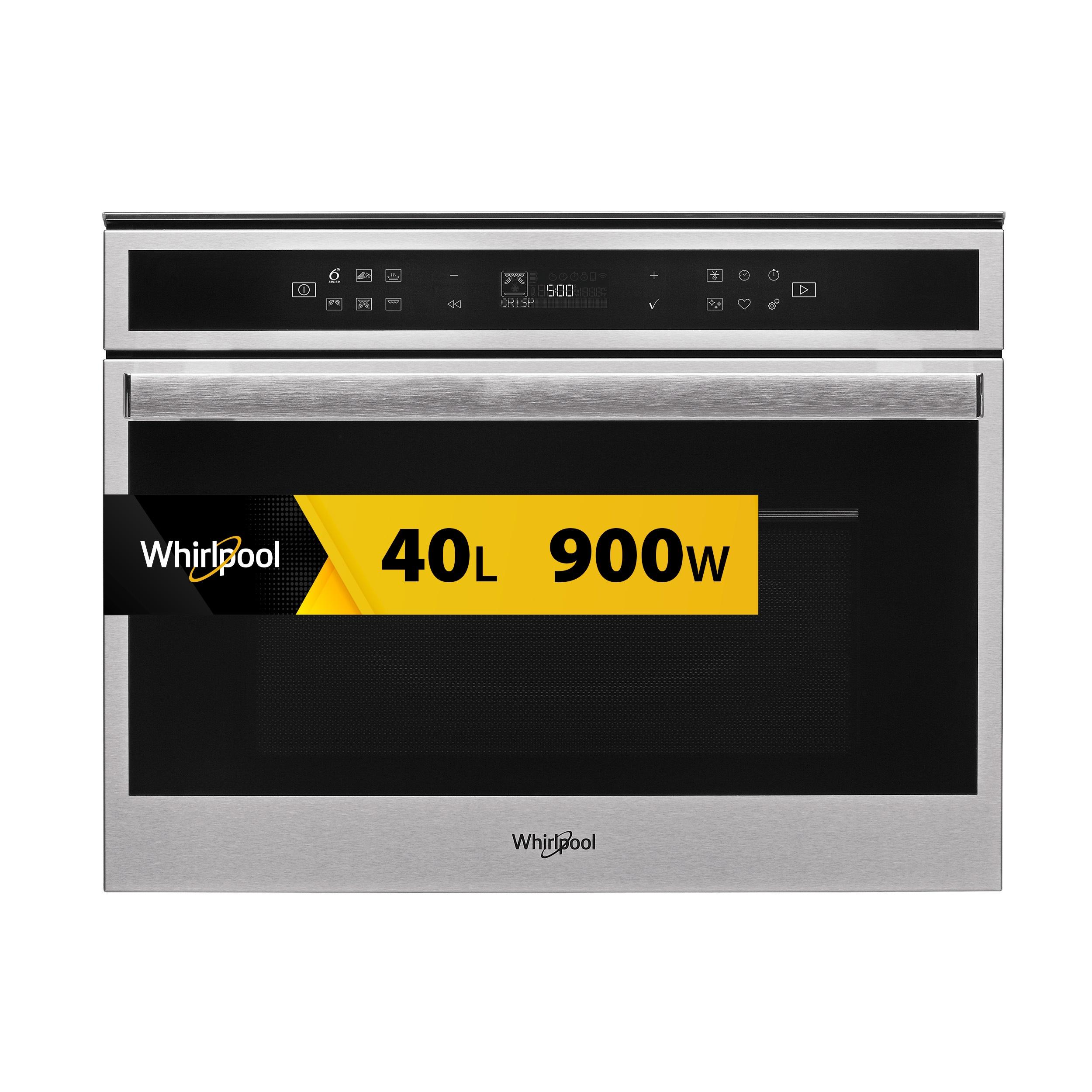 Whirlpool Micro-ondas Encastre W6 MW461 Aço inoxidável Eletrónico 40 MO Combinado 900 Frontal