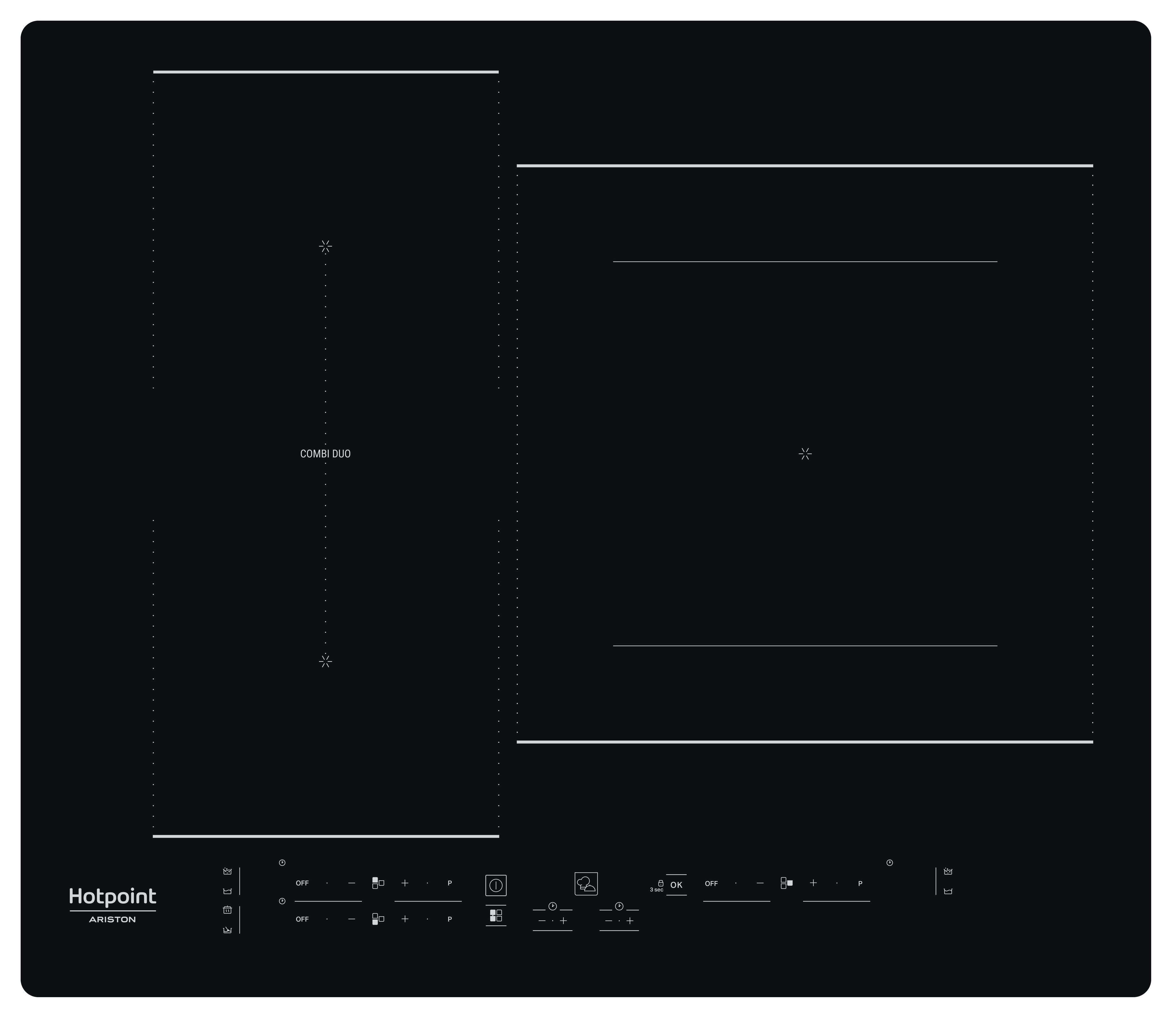Hotpoint_Ariston Table de cuisson HB 2760B NE Noir Induction vitroceramic Frontal