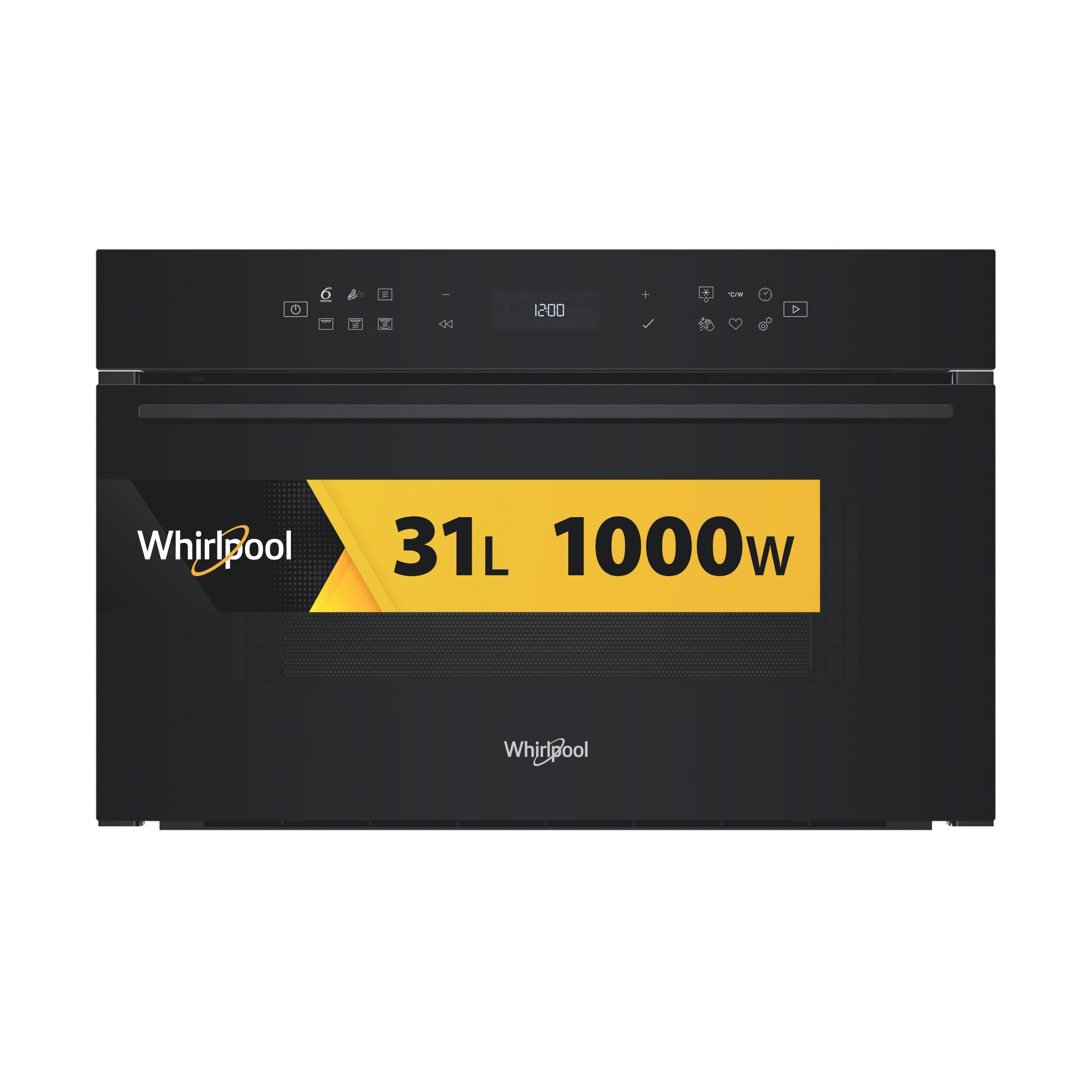Whirlpool Mikrobangų krosnelė Įmontuojama WMD7O4TB Juoda Elektroninis 31 Mikrobangos + Grilius 1000 Frontal
