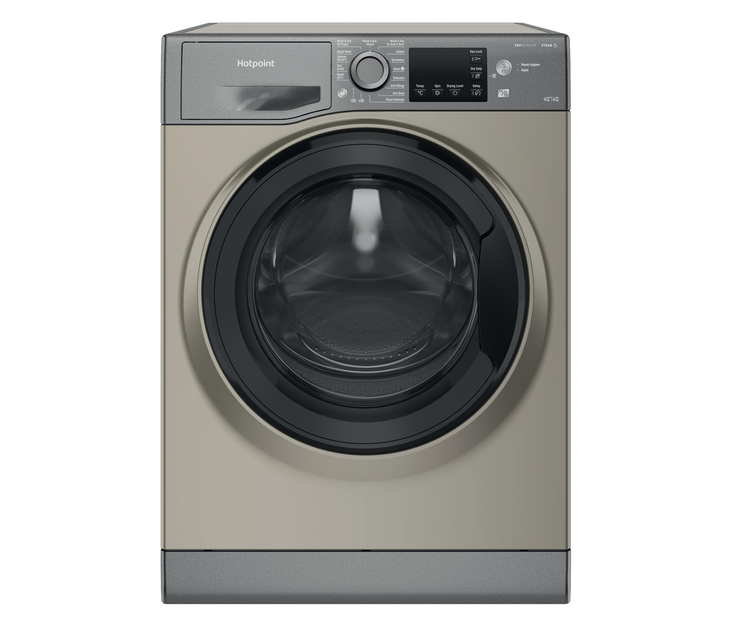 Hotpoint Washer dryer Free-standing NDB 9635 GK UK Graphite Front loader Frontal