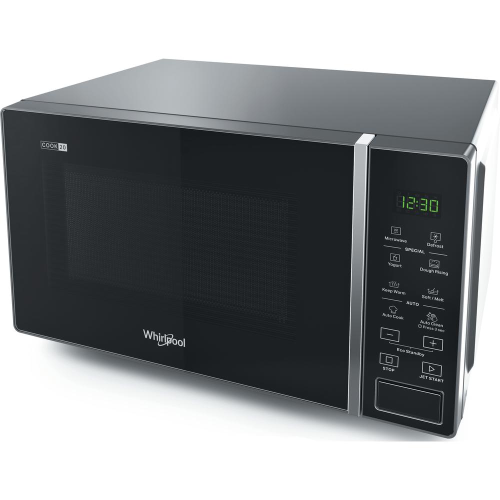 Whirlpool Φούρνος μικροκυμάτων Ελεύθερο MWP 201 SB Μαύρο Ασημί Ηλεκτρονικός 20 Μικροκύματα μόνο 700 Perspective