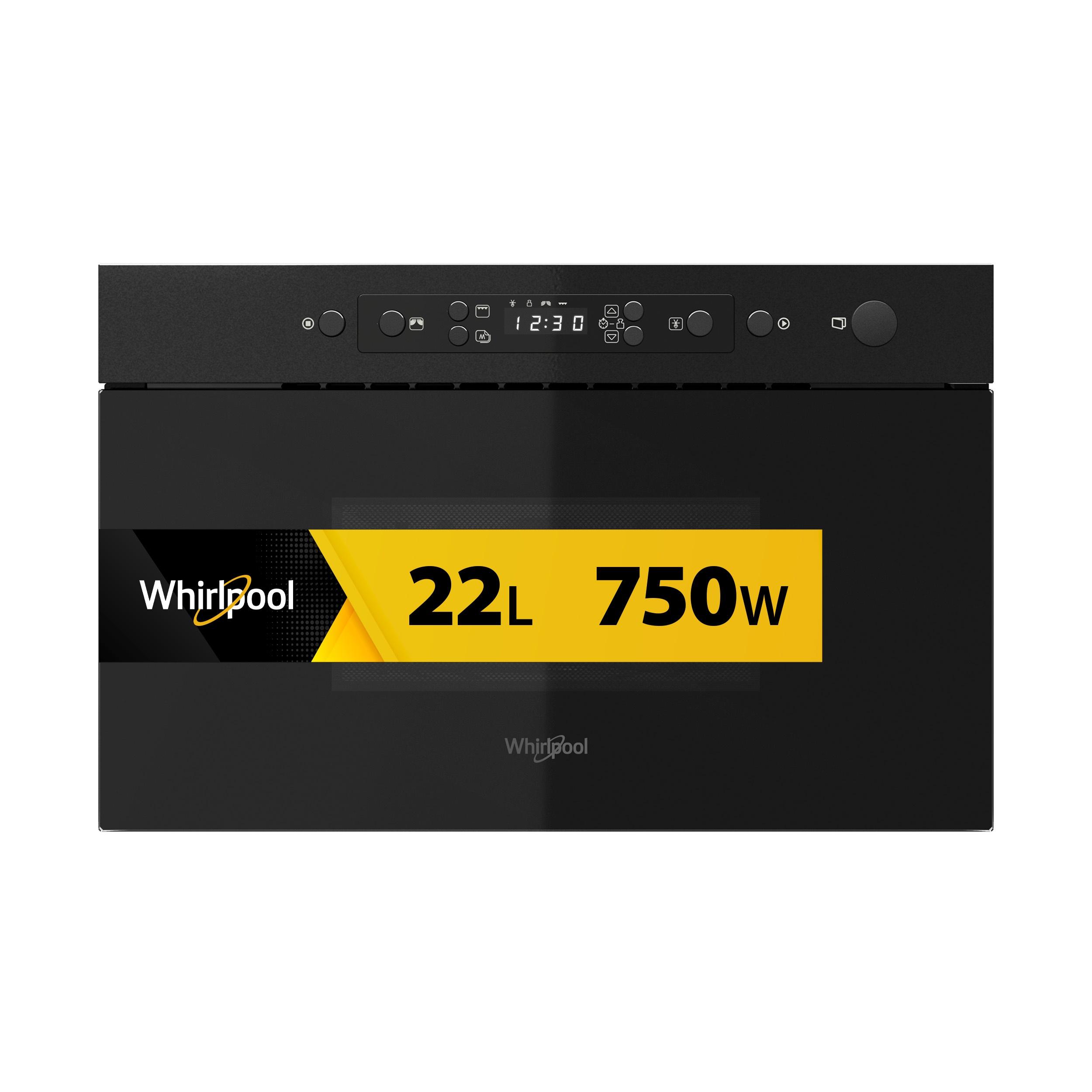 Whirlpool Micro-ondas Encastre MBNA920B Preto Eletrónico 22 MO + Função Grill 750 Frontal