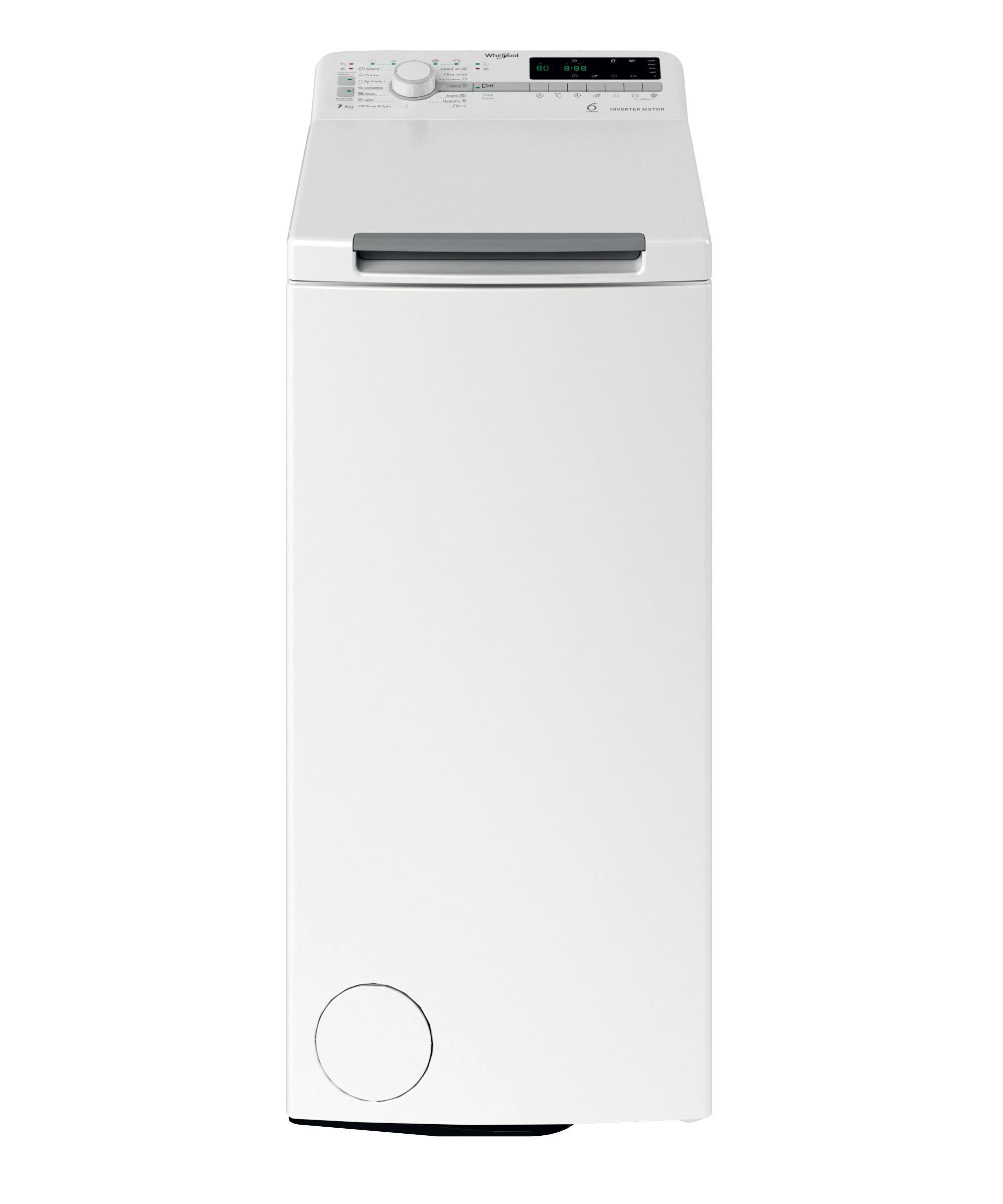 Whirlpool Mosógép Szabadonálló TDLR 7250SS EU/N Fehér Felültöltős B Frontal