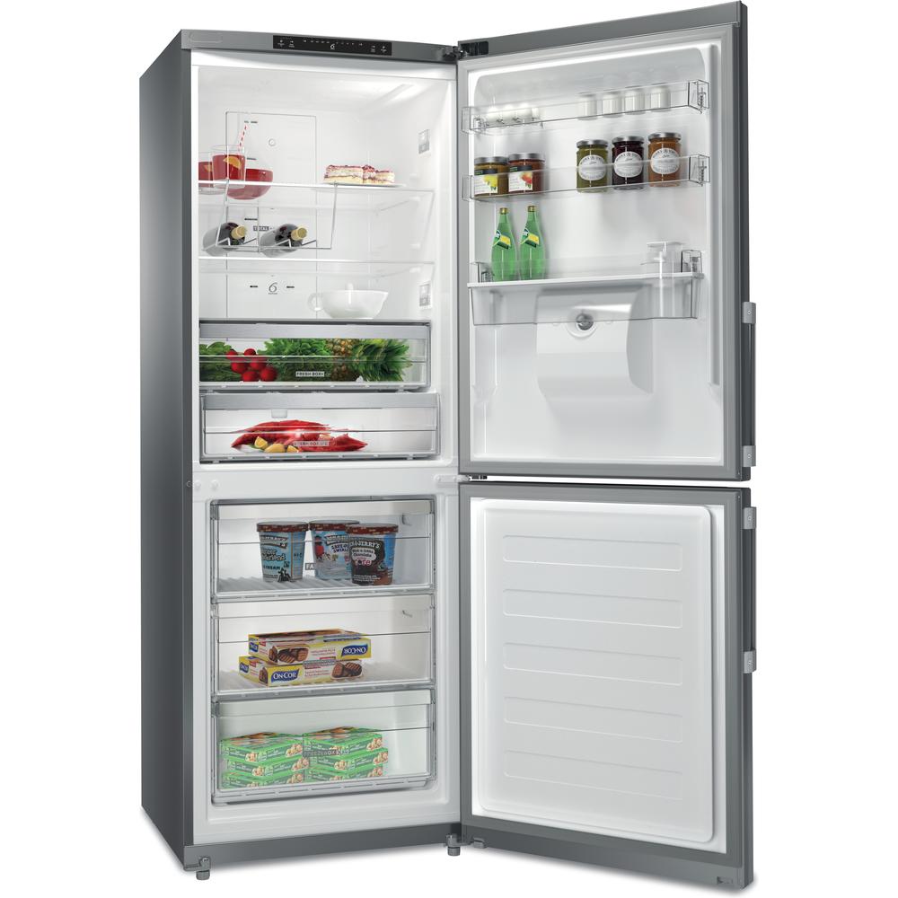 Whirlpool Συνδυασμός ψυγείου/καταψύκτη Ελεύθερο WB70I 953 X AQUA Manhattan Grey 2 doors Perspective open