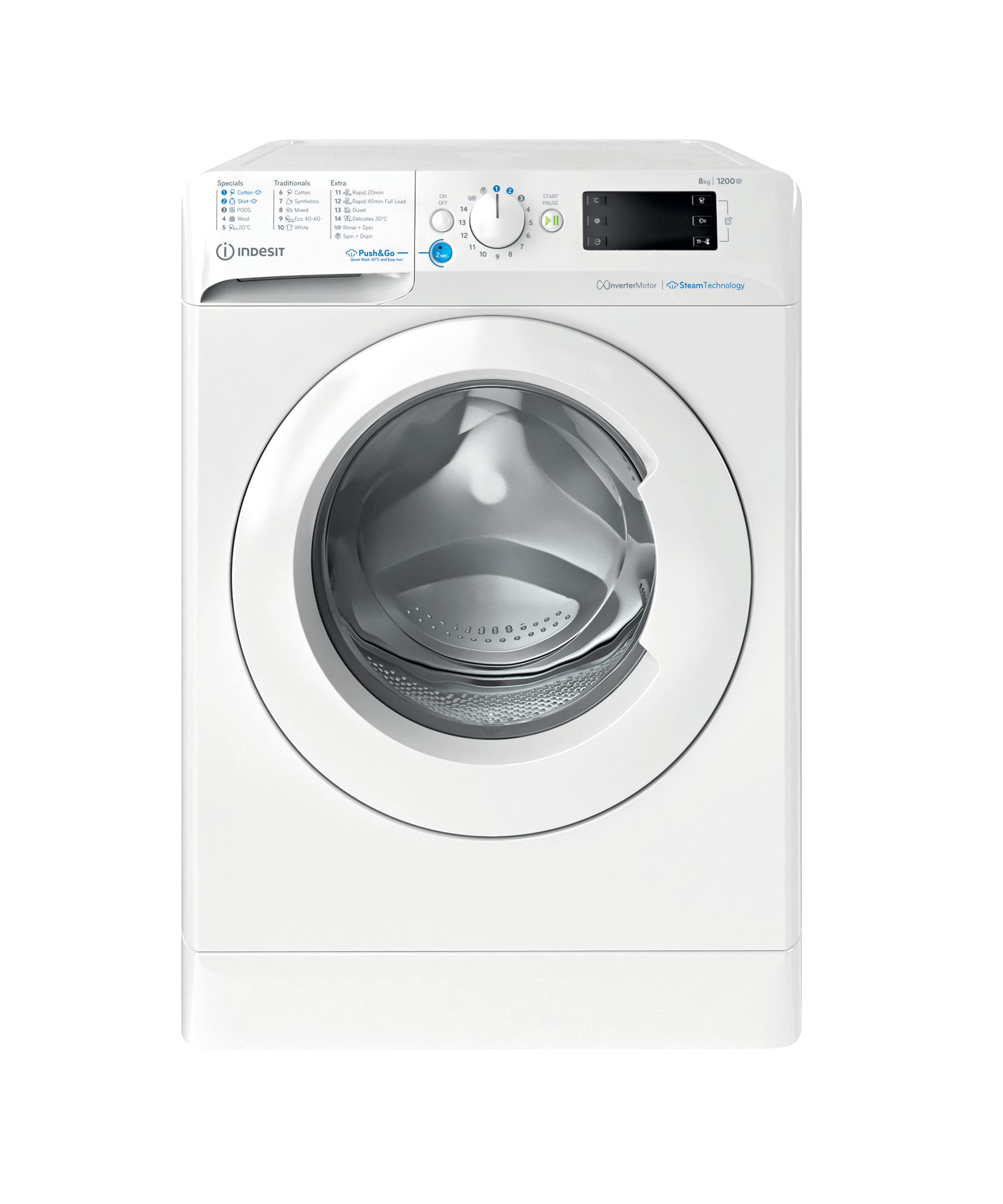 Indesit Práčka Voľne stojace BWE 81295X WV EE Biela Spredu plnená B Frontal