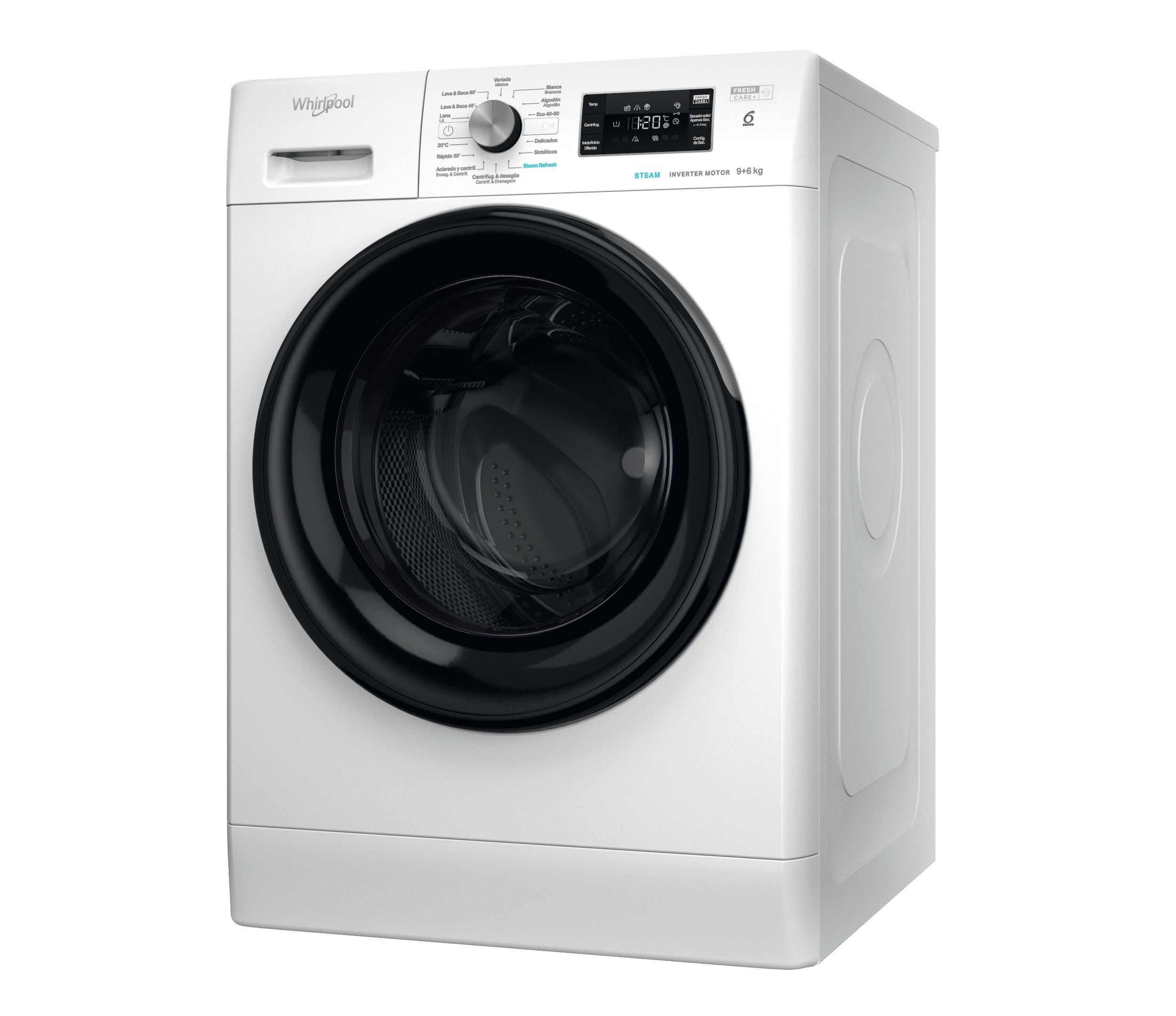 Whirlpool Lavadora secadora Libre instalación FFWDB 964489 BV SPT Blanco Cargador frontal Perspective