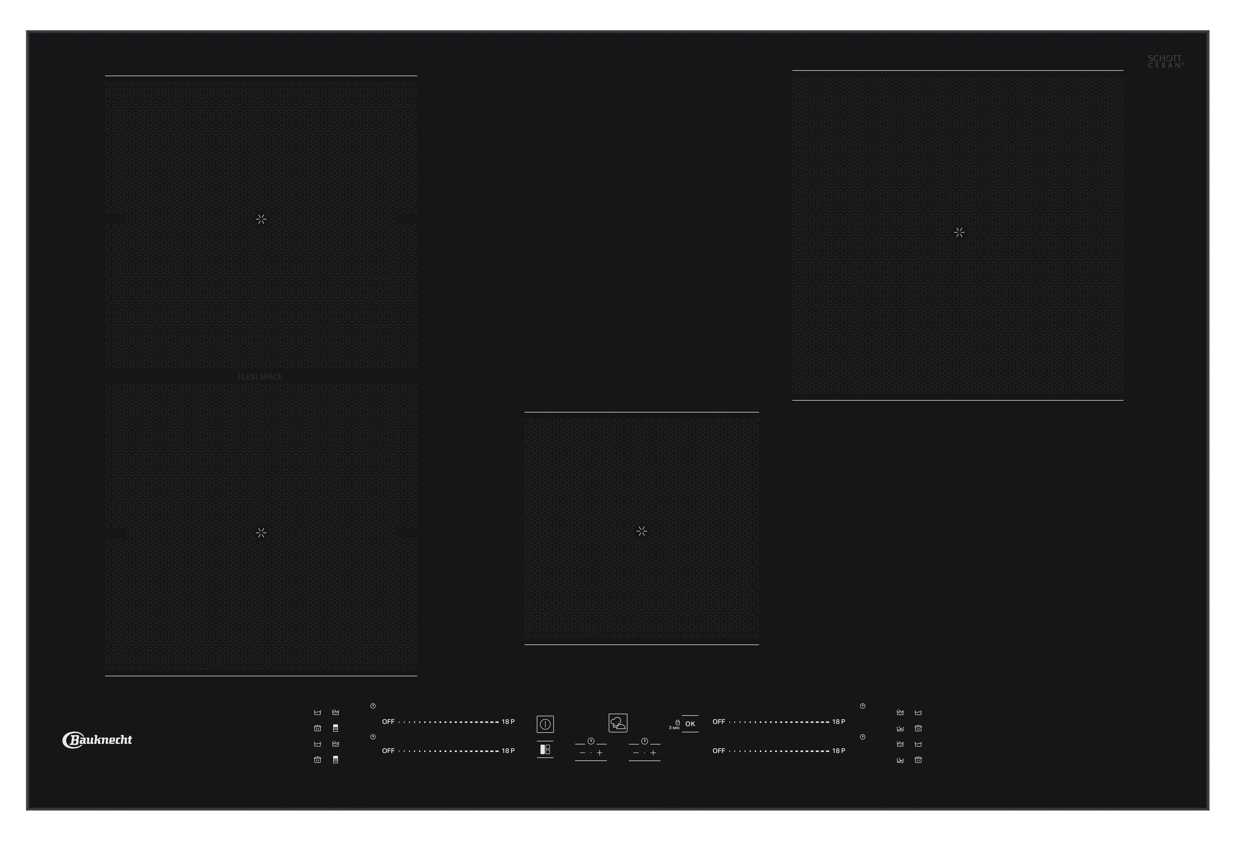 Bauknecht Kogeplade BS 7677F BA Black Induction vitroceramic Frontal