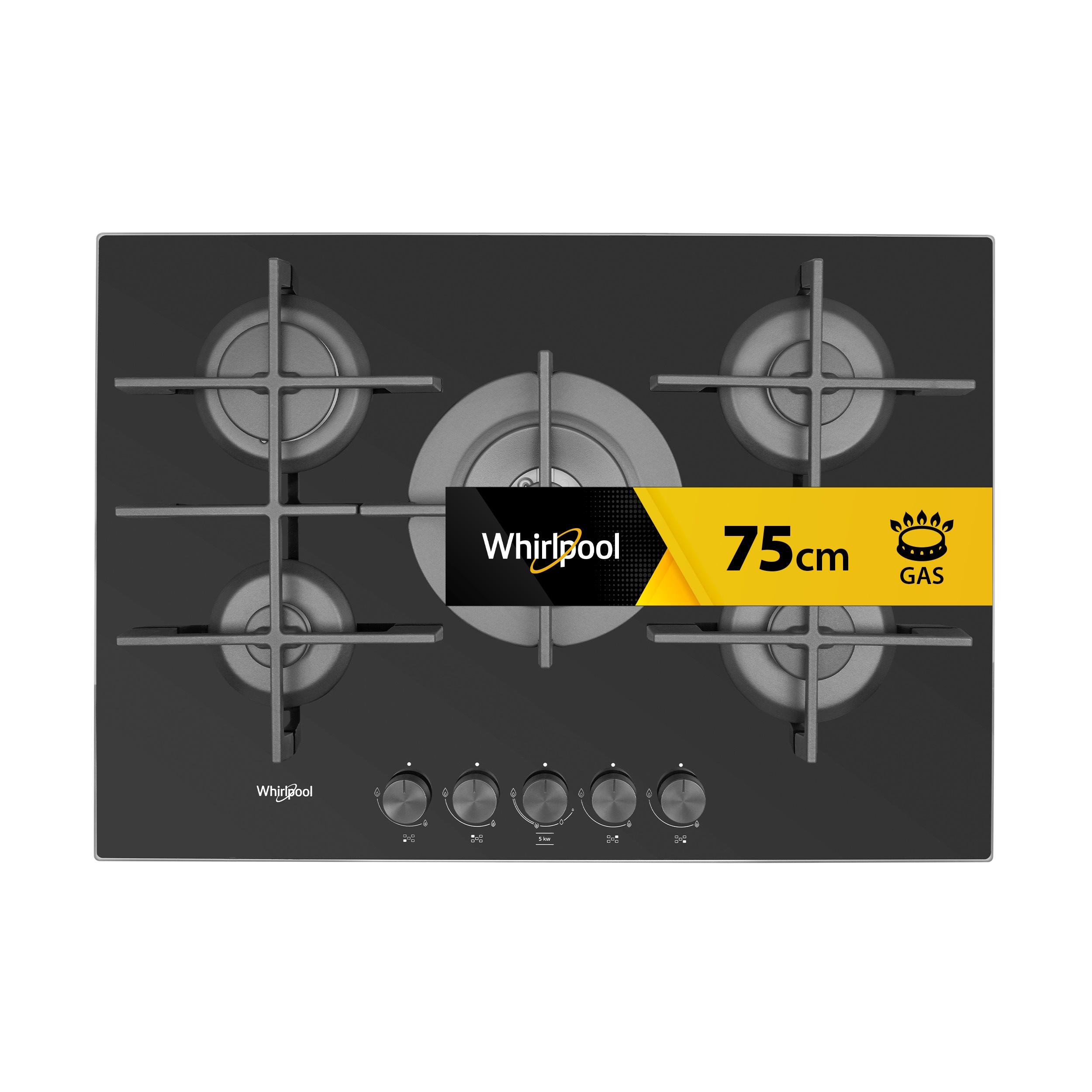 Whirlpool Table de cuisson GOWL 758/NB FR Noir Gaz Frontal